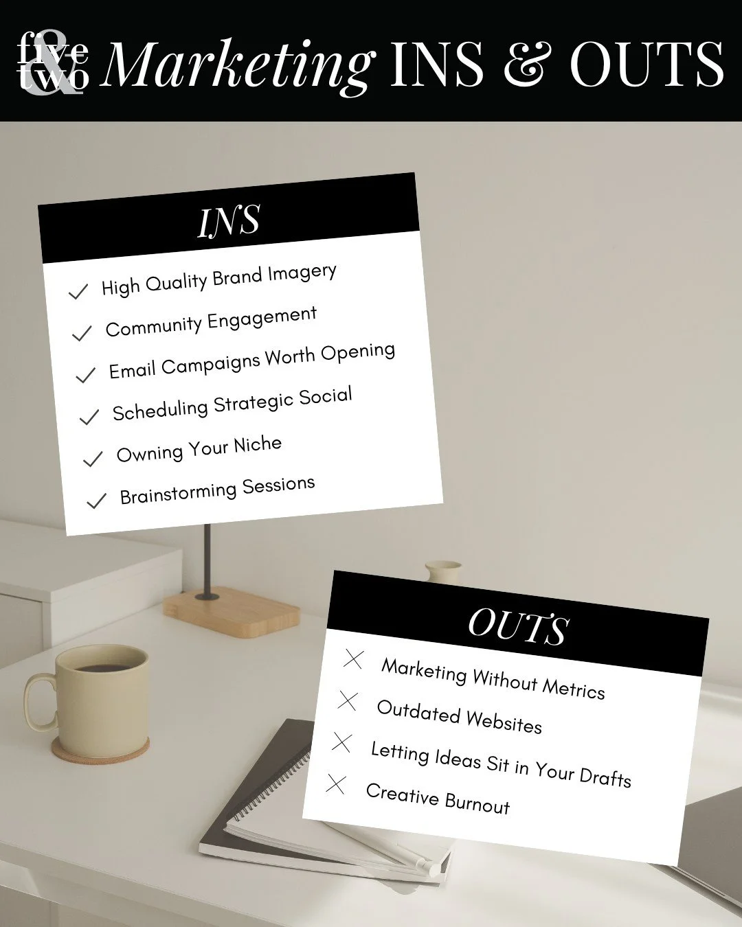 Rolling into Q3 with creativity leading the way! 💭

Check out our Marketing Ins &amp; Outs to see what's making the cut this season. Whether you're refreshing your brand, elevating your content, or planning your next big campaign, we're here to make