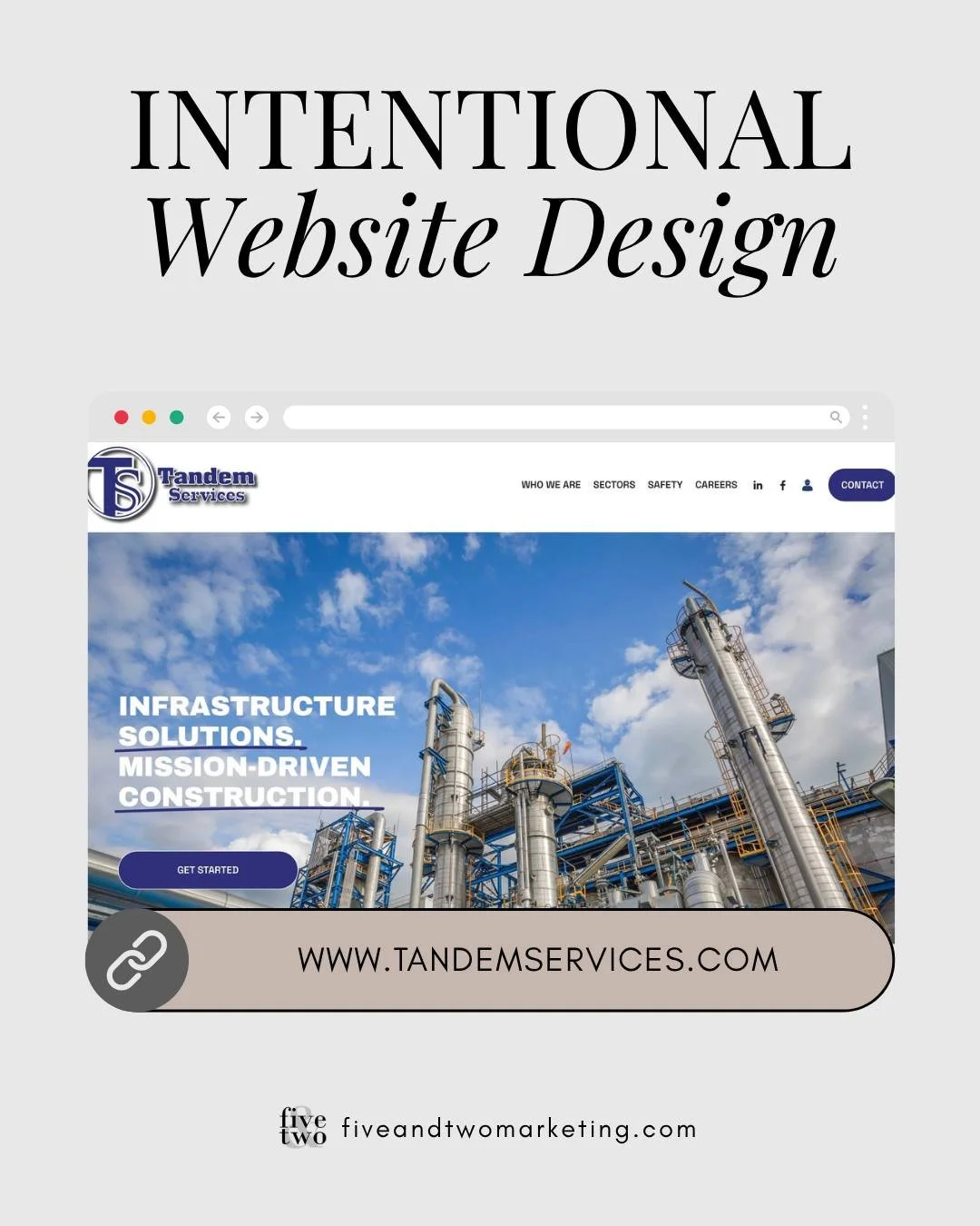 When your business evolves, your website should evolve with it.

For Tandem Services, we designed a refreshed digital experience that aligns with the caliber of their work and the future of their brand as they expand their expertise. The result is a 