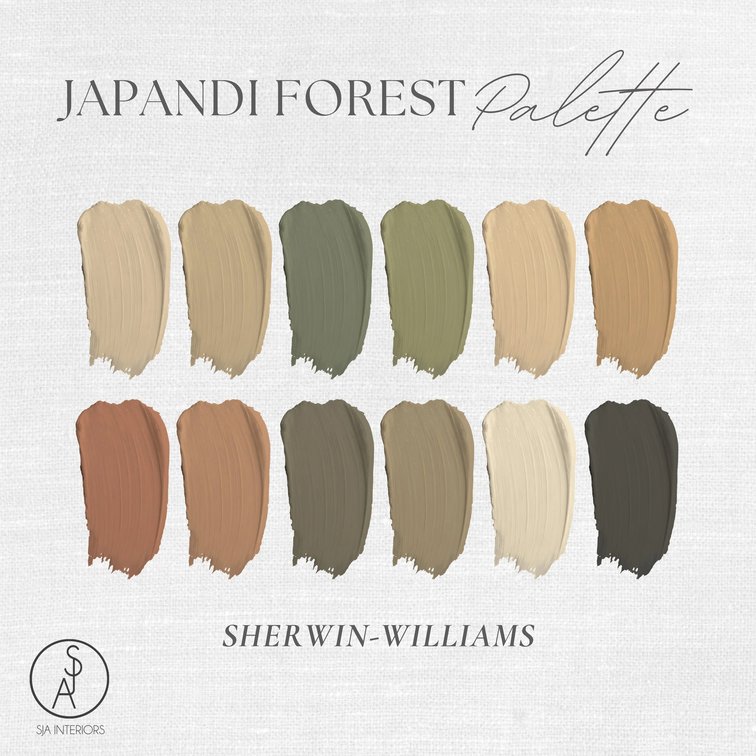 Sherwin-Williams Japandi Forest Whole-Home Paint Palette | Digital Download