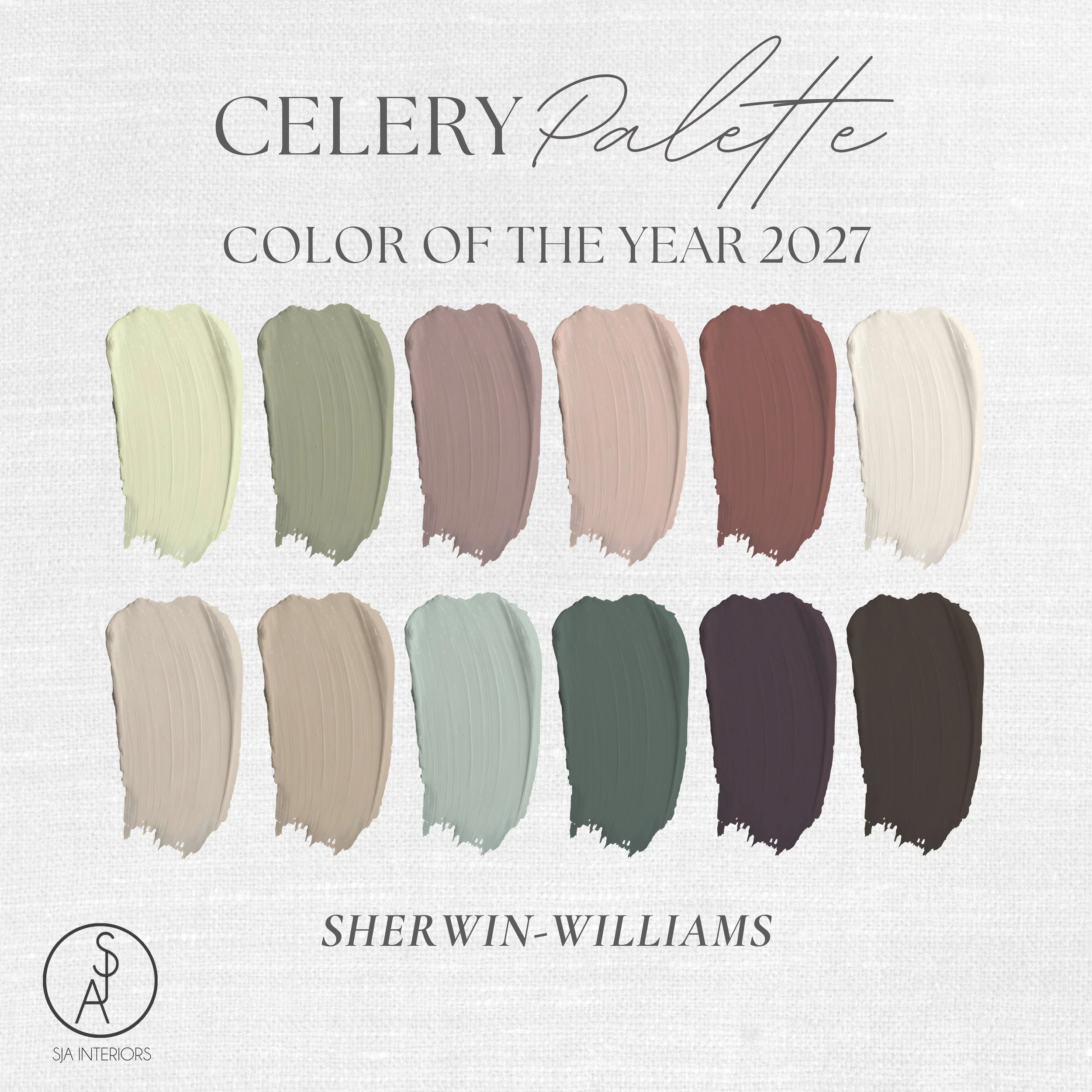 Sherwin-Williams Color of The Year 2027 Celery | Whole-Home Paint Palette | Interior Design Digital Guide