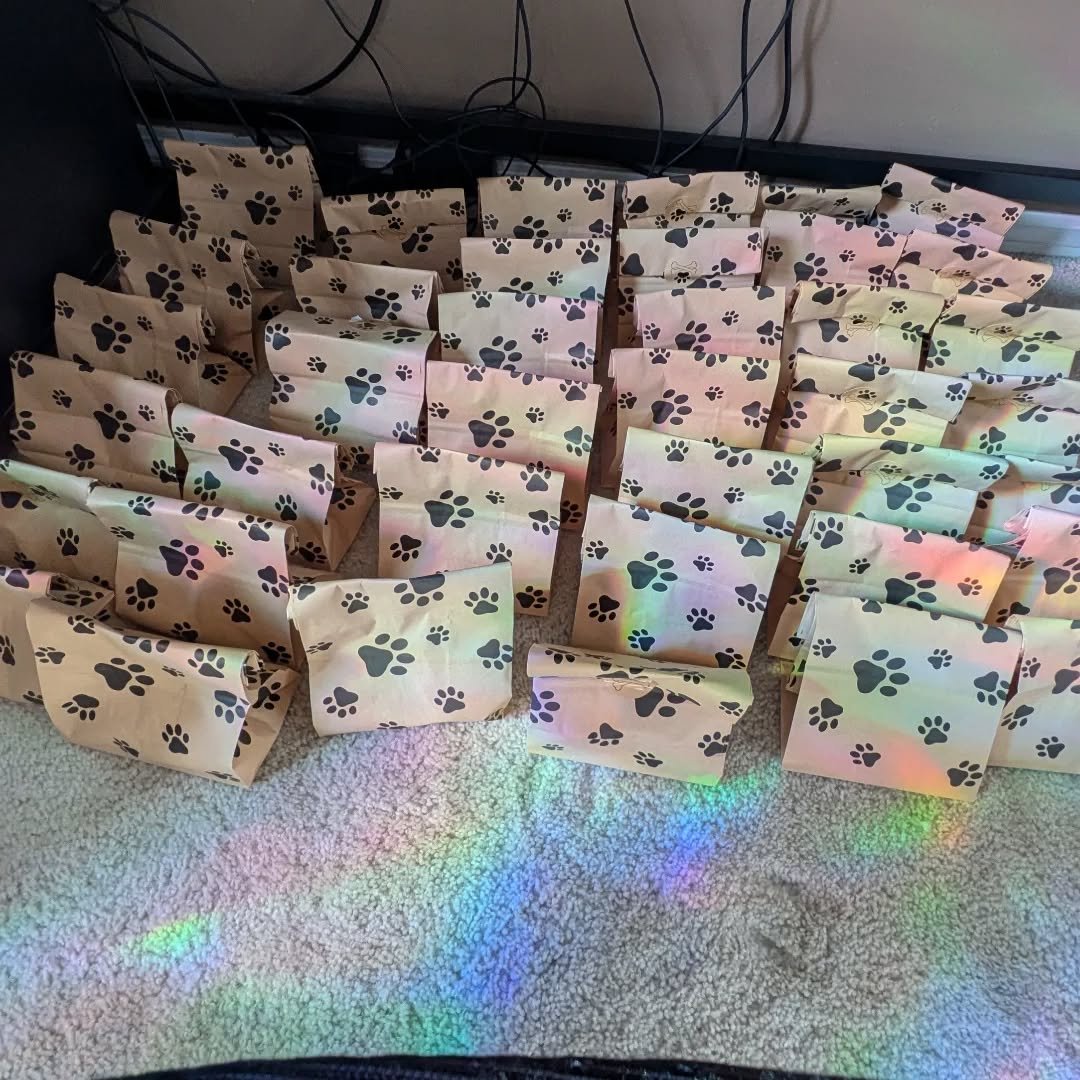 Goodie bag assembly for our big prize winners. 

Hopefully, we made enough! 

#wisconsindogfair #dogtraining #freeprizes #novemberevents