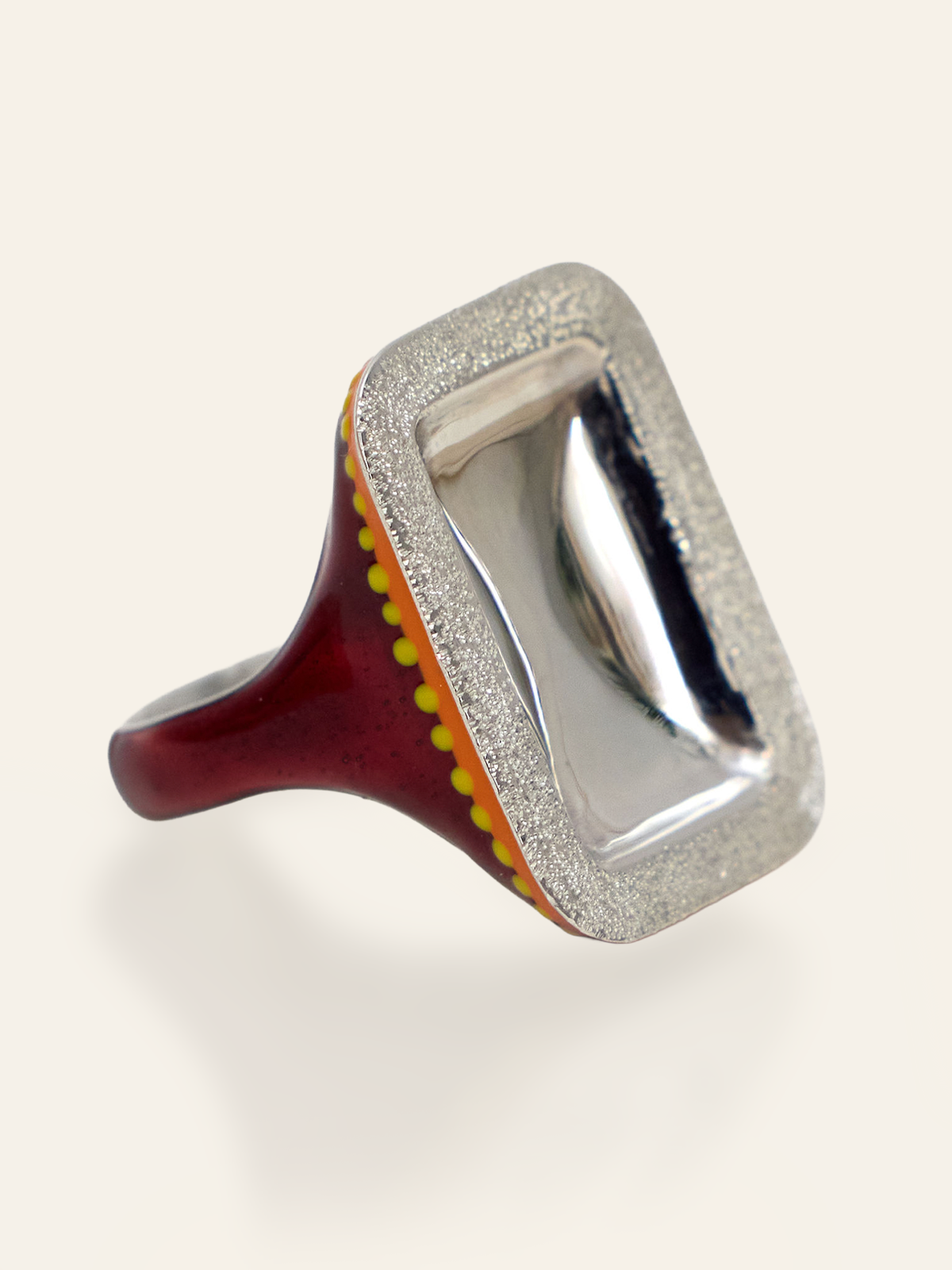Sterling Silver Enamel Mirror Signet Ring