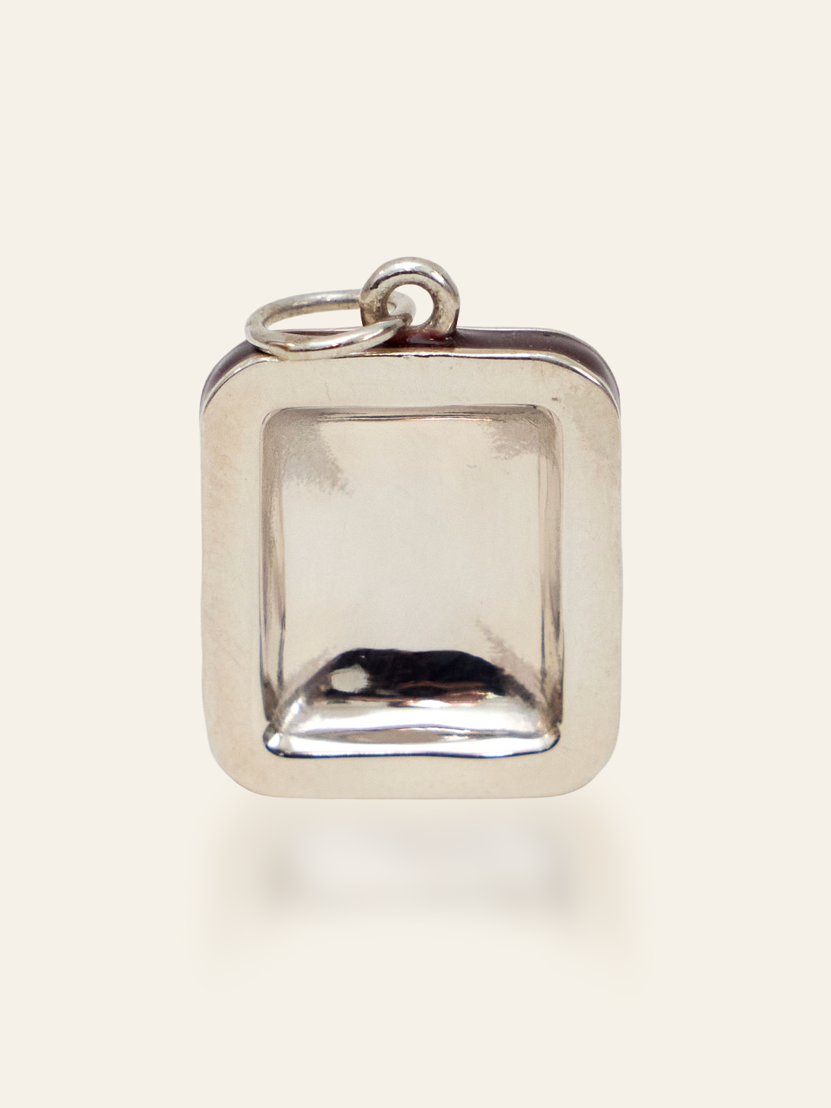 Sterling Silver Mirror Pendant with Enamel front view by Elaine Chong Designs