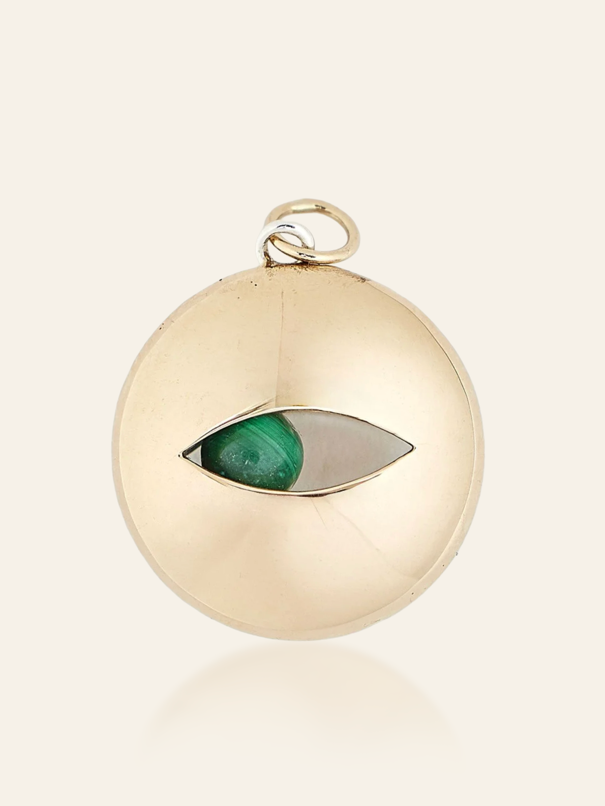 Mixed Metal Eye Pendant in 14K Gold and Sterling Silver with Moving Gemstone