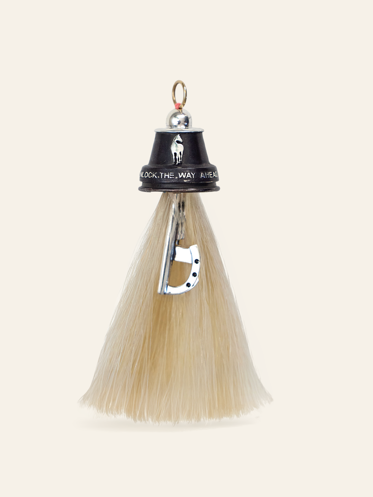 Oxidized Sliver Horse Tassel Pendant with Black Enamel with Hidden Key by Elaine Chong Designs