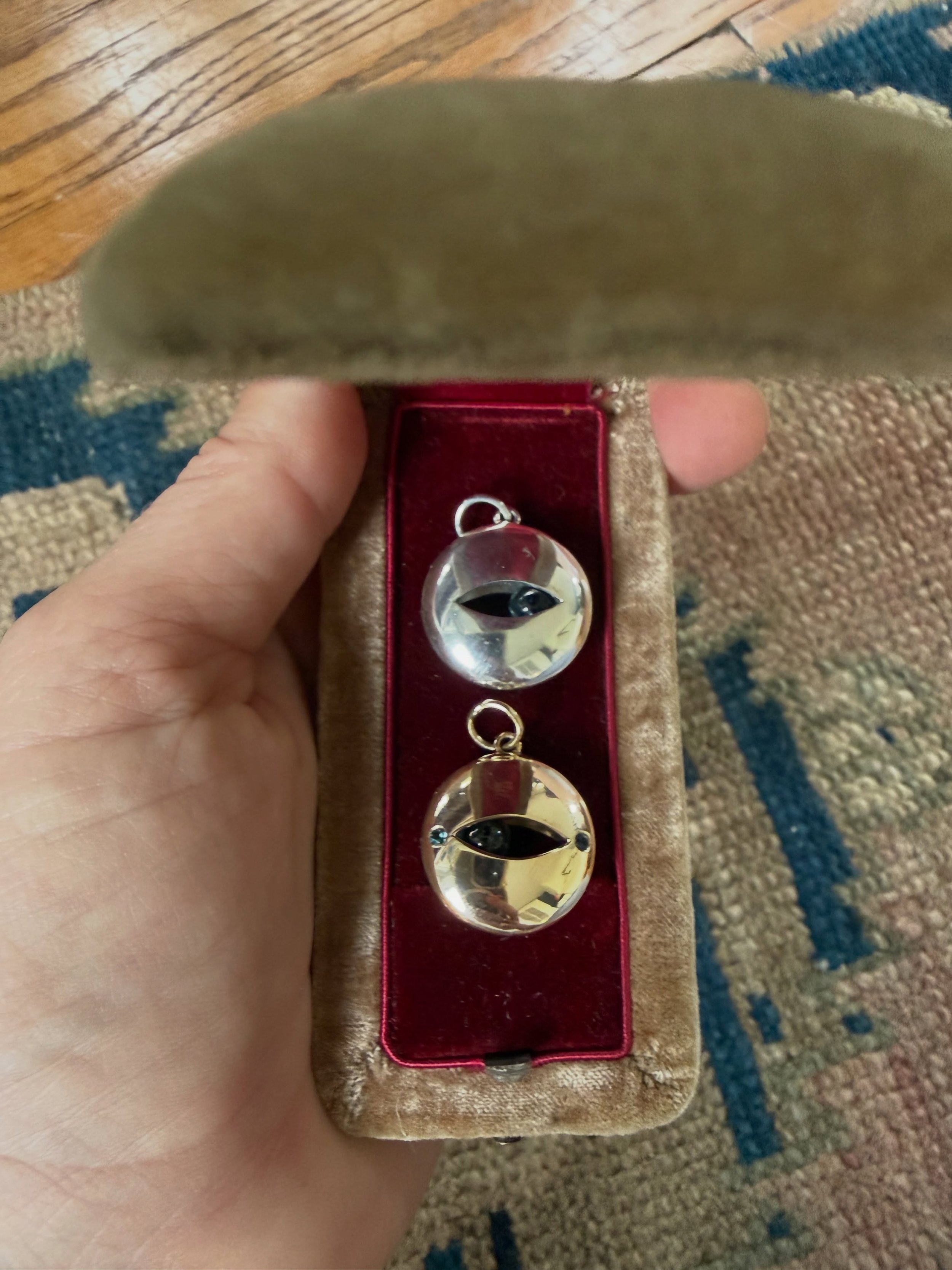 Made to be carried, not just worn. The moving eye pendant. Sterling silver, or 14k with sapphires. No two are alike, you know what it means.