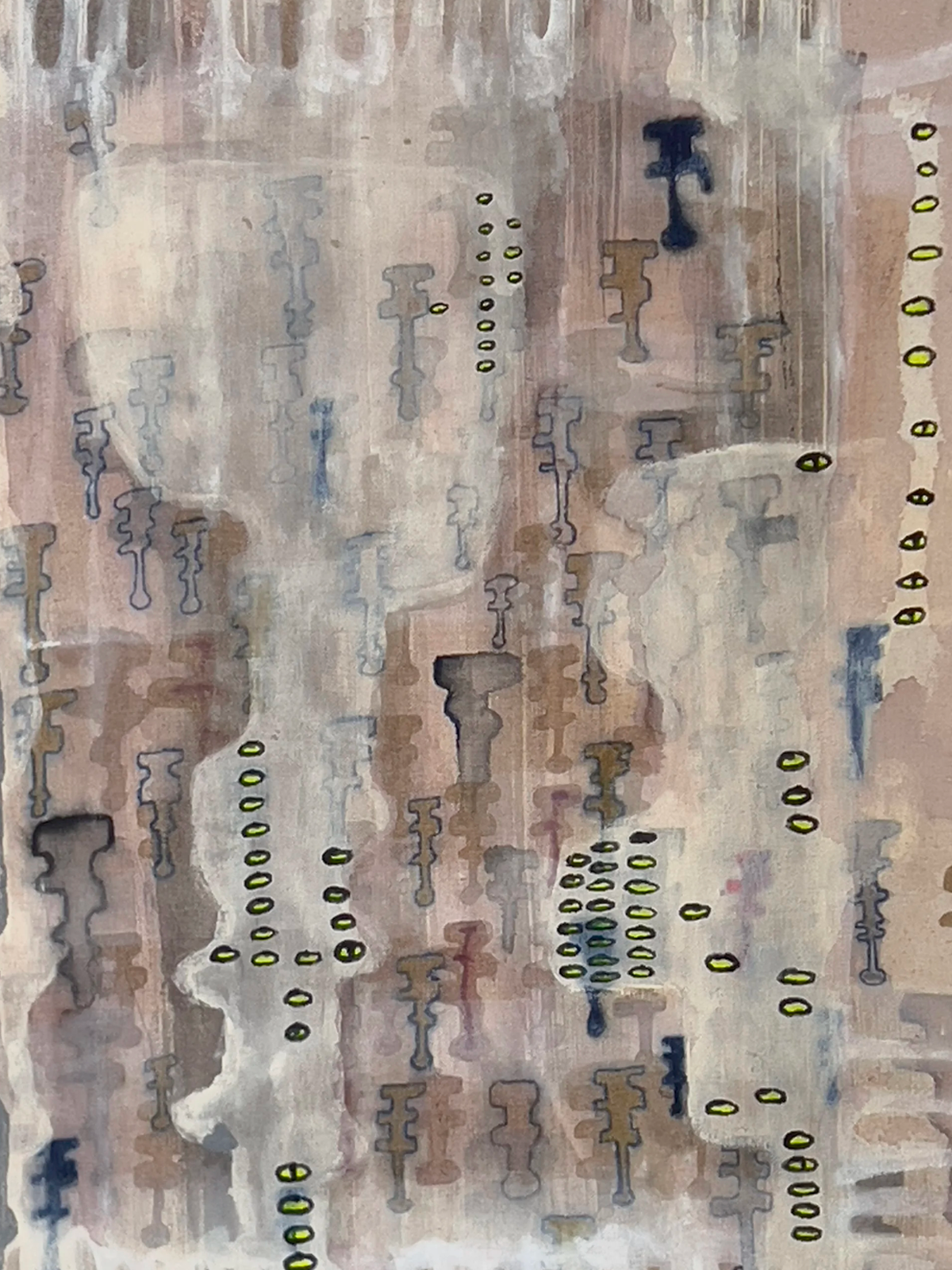Detail of White Wash, 2023, Acrylic on raw canvas, by Elaine Chong
