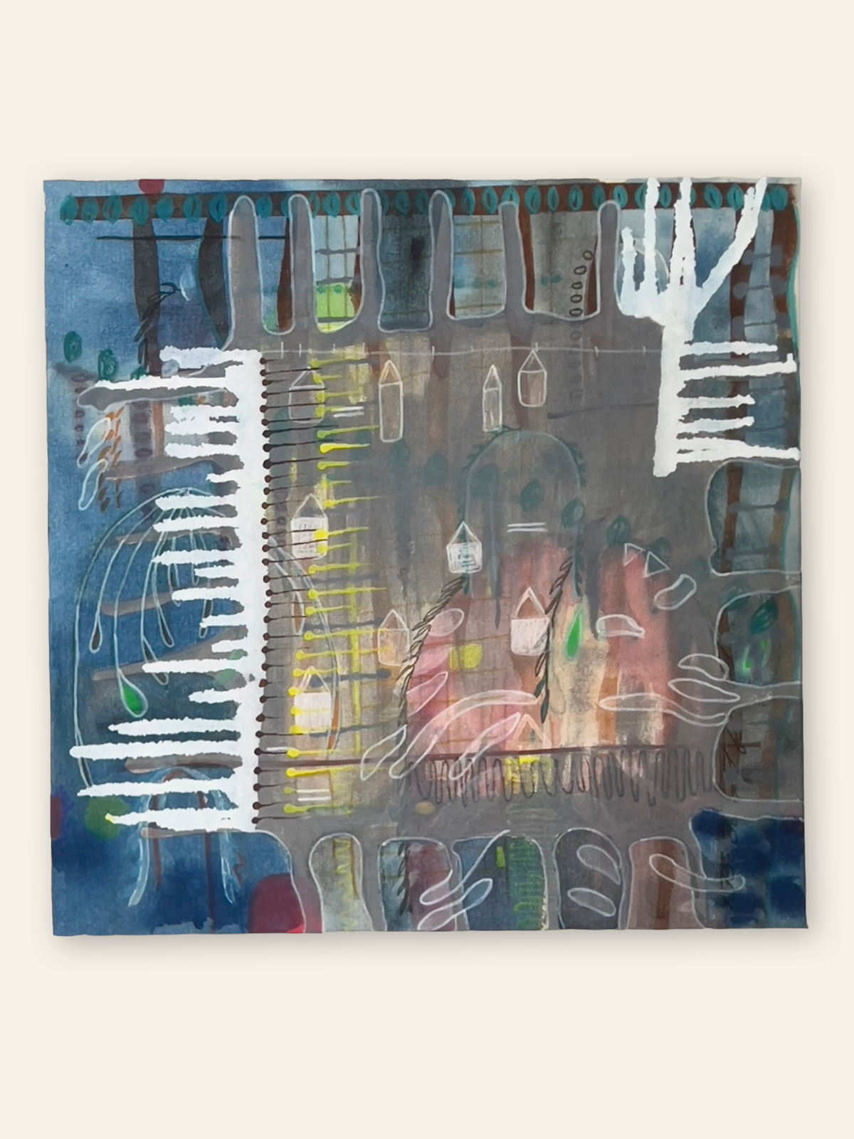 Secret Island, 2023, Acrylic on raw canvas by Elaine Chong