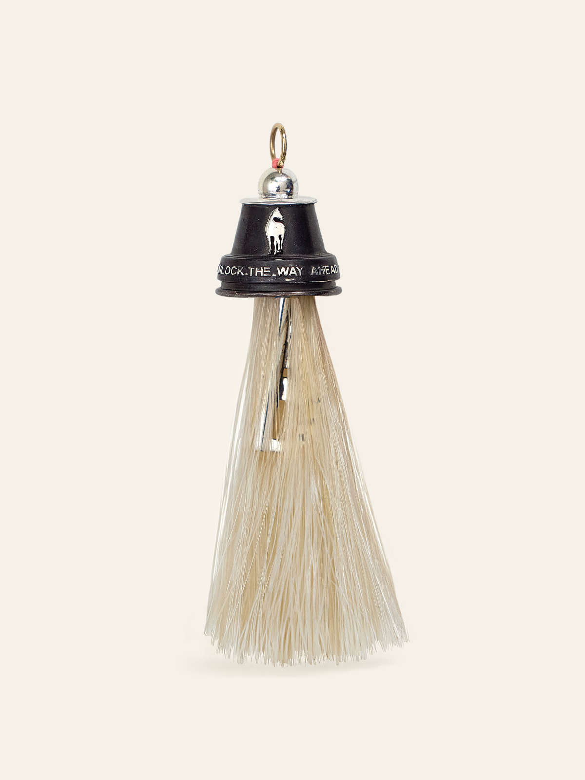 Oxidized Sliver Horse Tassel Pendant with Black Enamel