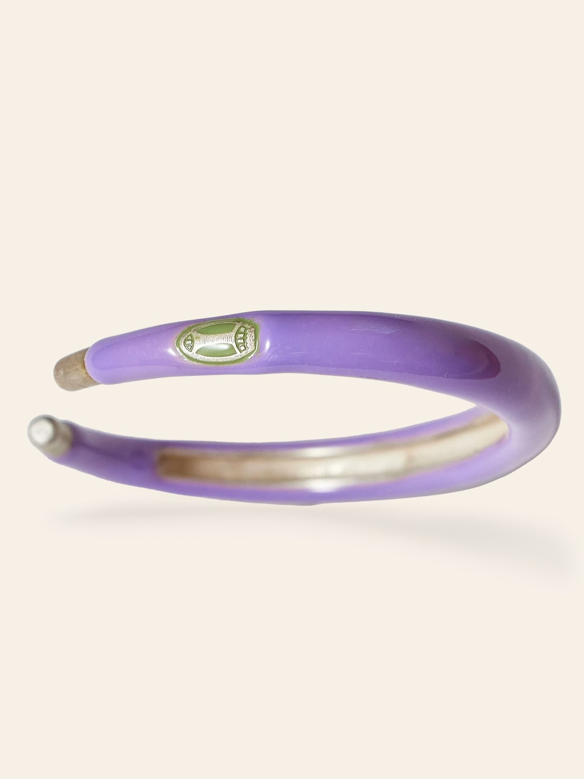 Sterling Silver Lavender Enamel Coated Cuff with Mini Scarabs