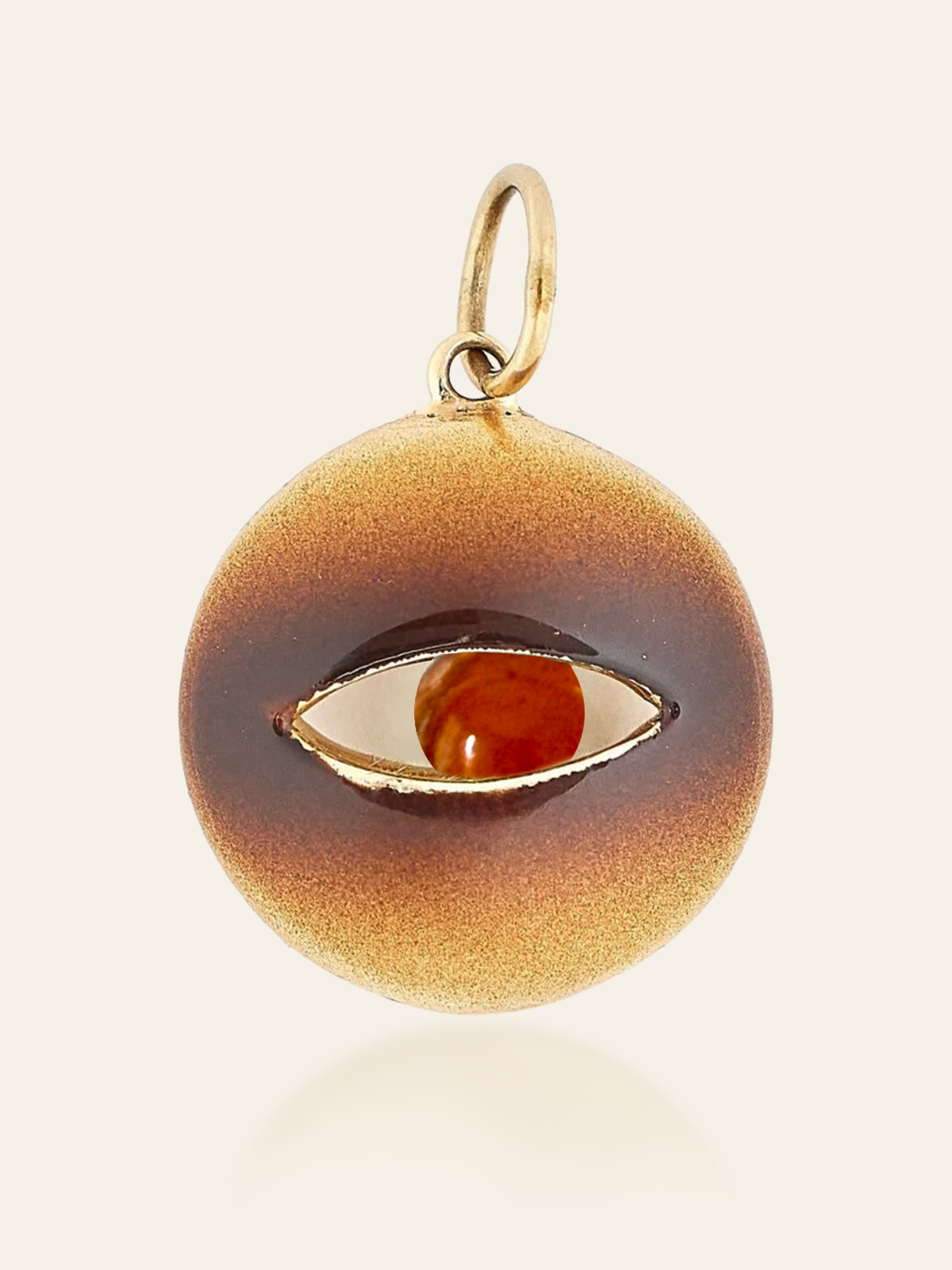 14K Gold Ombre Enamel Eye Pendant with Moving Gemstone