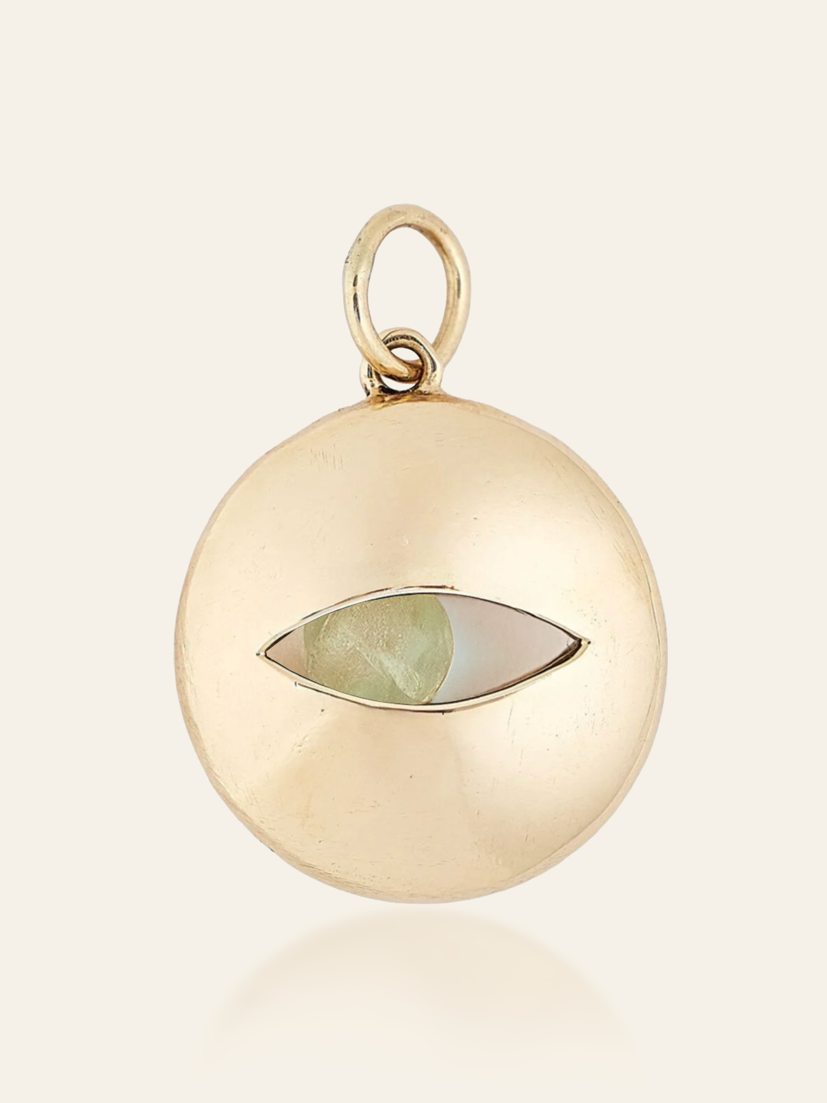 14K Gold Eye Pendant with Moving Gemstone, Peridot by Elaine Chong Designs