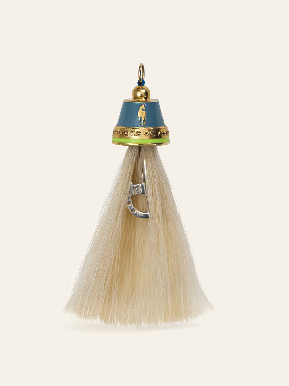 14K Gold Horse Tassel Pendant with Blue Enamel with Hidden Key by Elaine Chong Designs