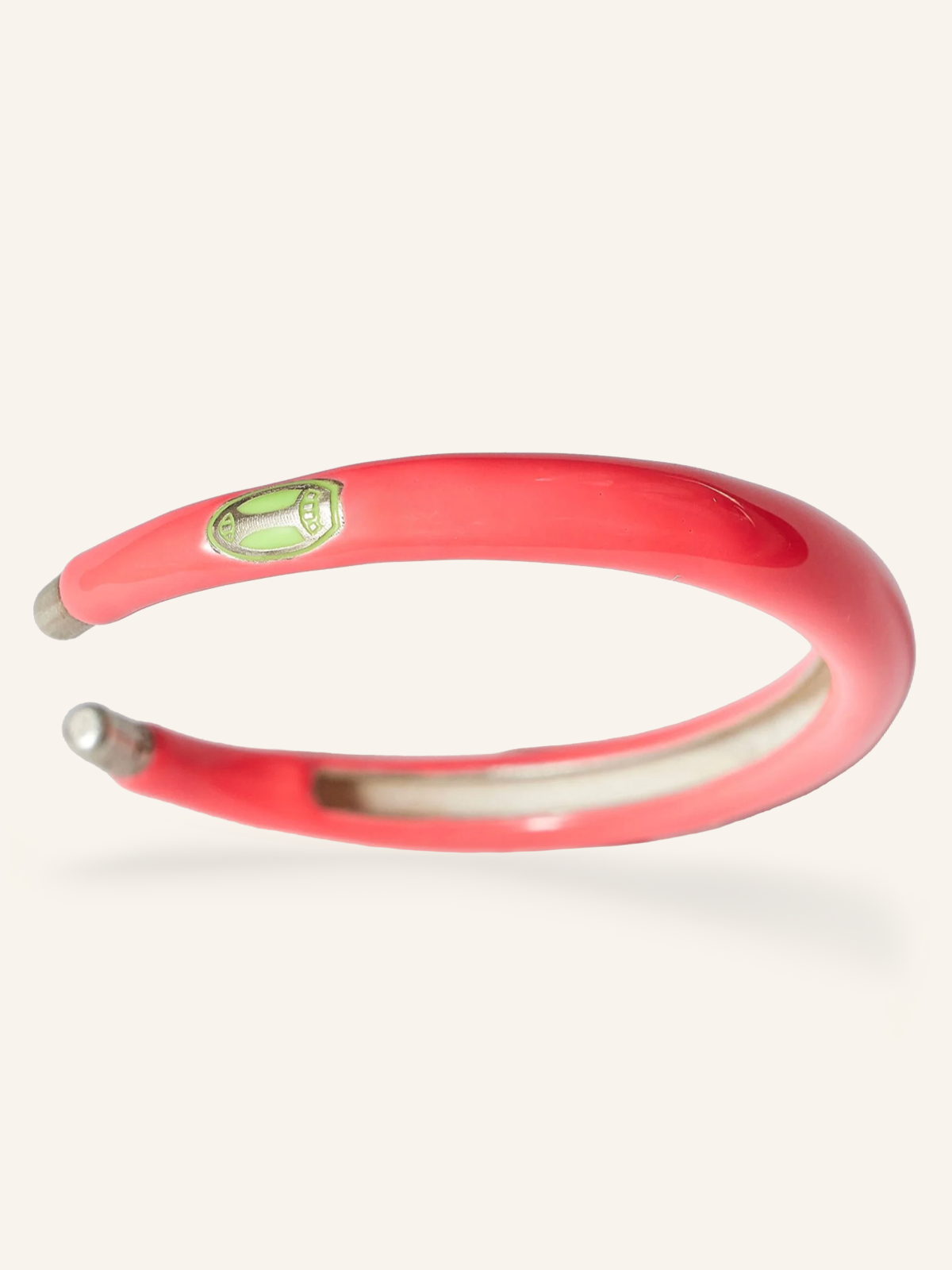 Sterling Silver Pink Enamel Coated Cuff with Mini Scarabs