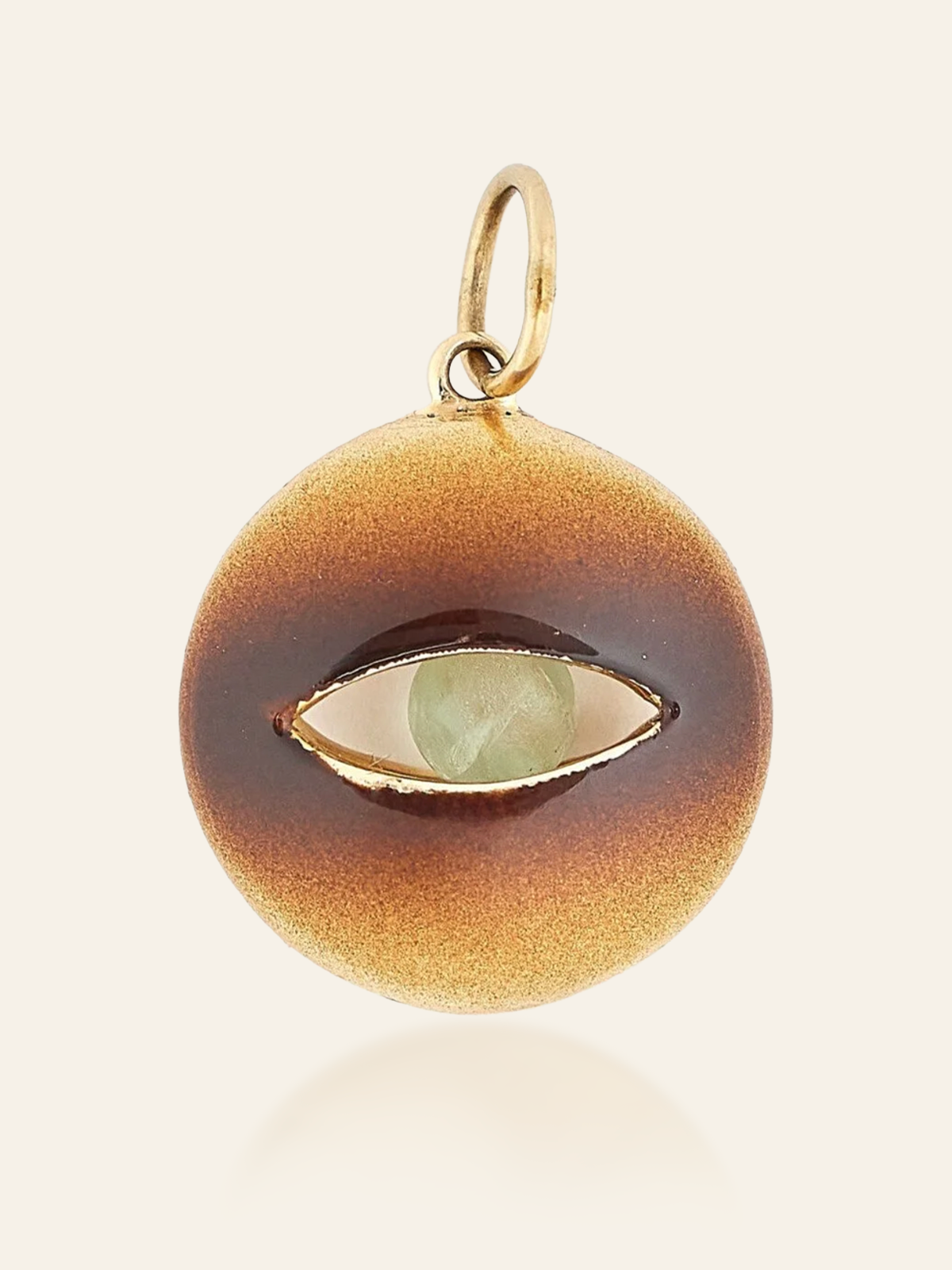 14K Gold Ombre Enamel Eye Pendant with Moving Gemstone