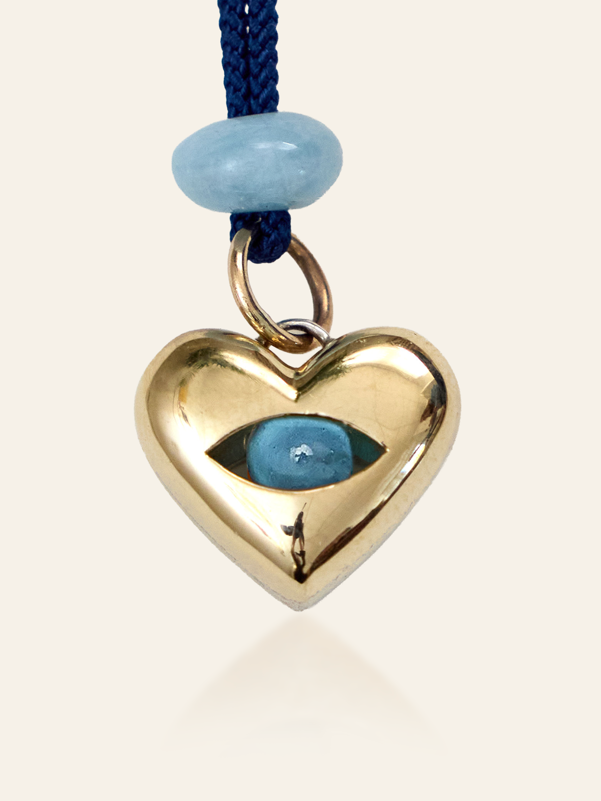 10K Gold & Sterling Silver Moving Eye Heart Pendant