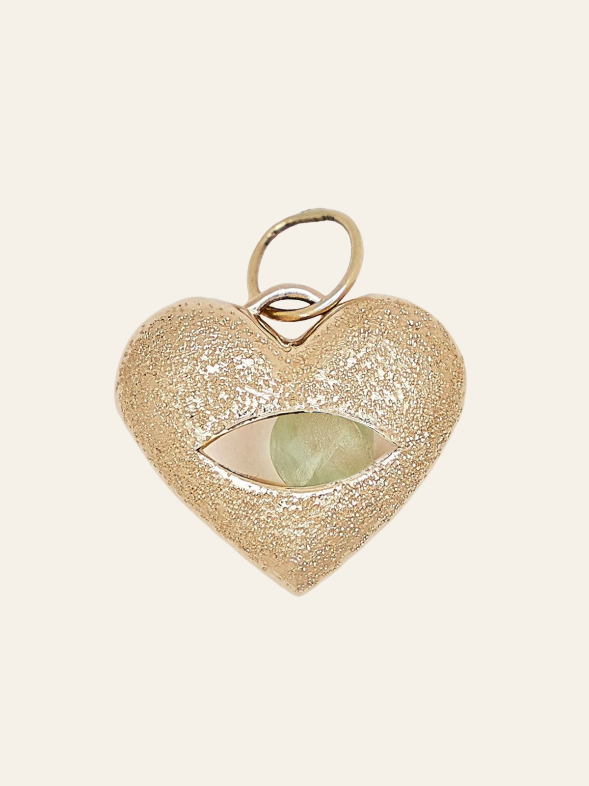 14K Gold Moving Eye Heart Pendant, Peridot, by Elaine Chong Designs