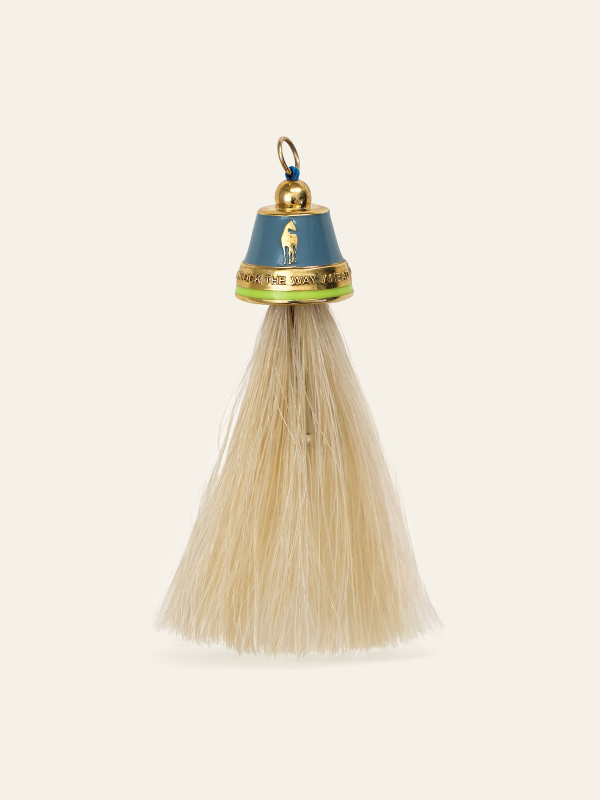 14K Gold Horse Tassel Pendant with Blue Enamel