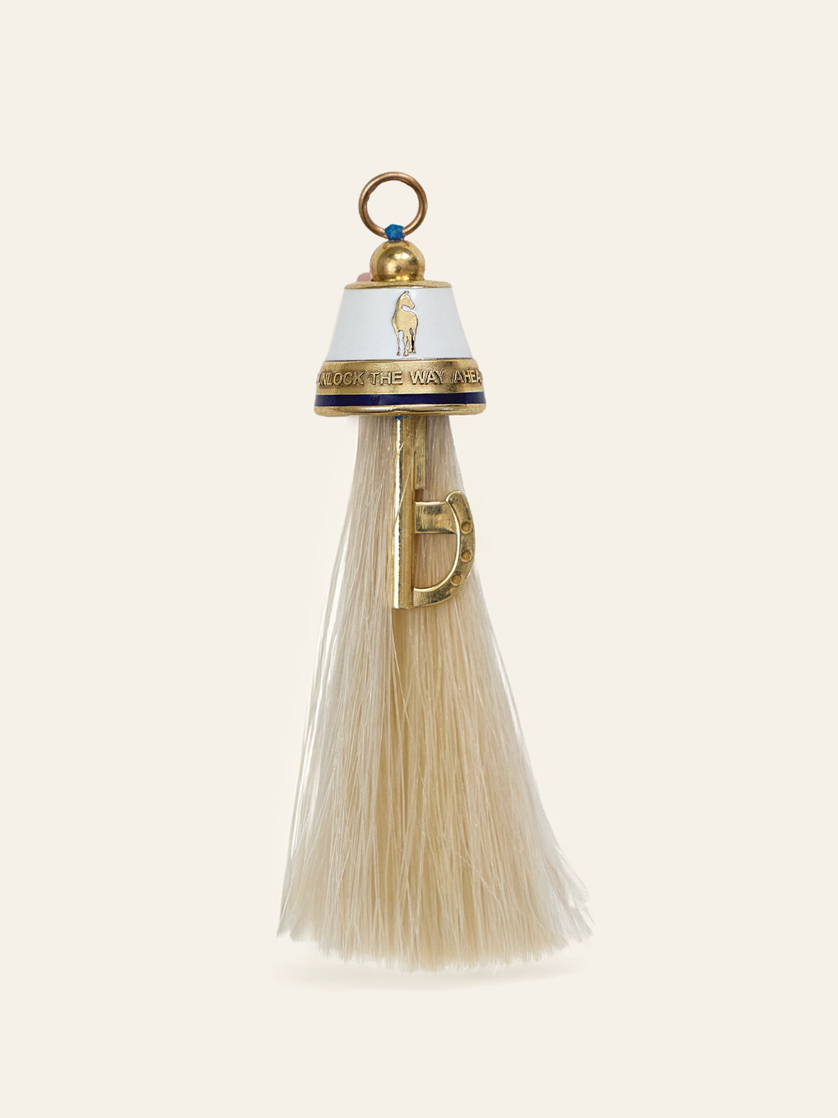 14K Gold Horse Tassel Pendant with White Enamel with Hidden Key by Elaine Chong Designs