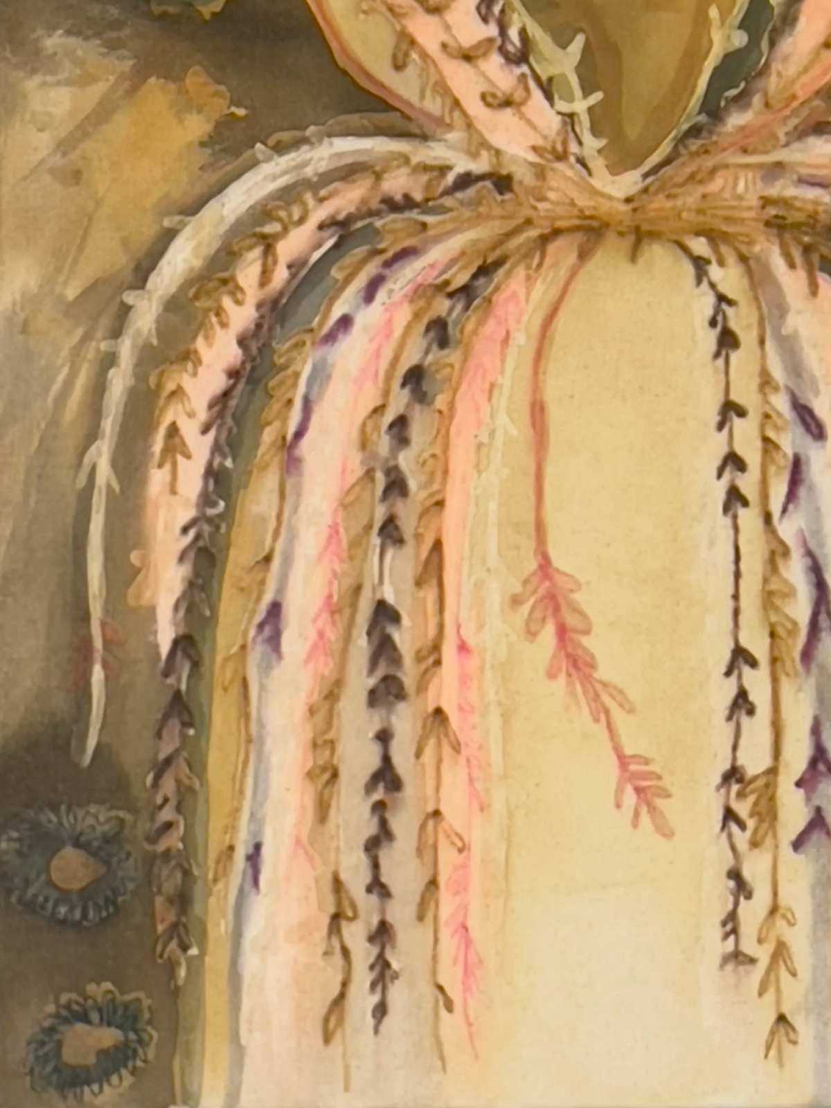 Detail of Cave Detail Mixed Media, 2024, Acrylic, wax on raw canvas, by Elaine Chong
