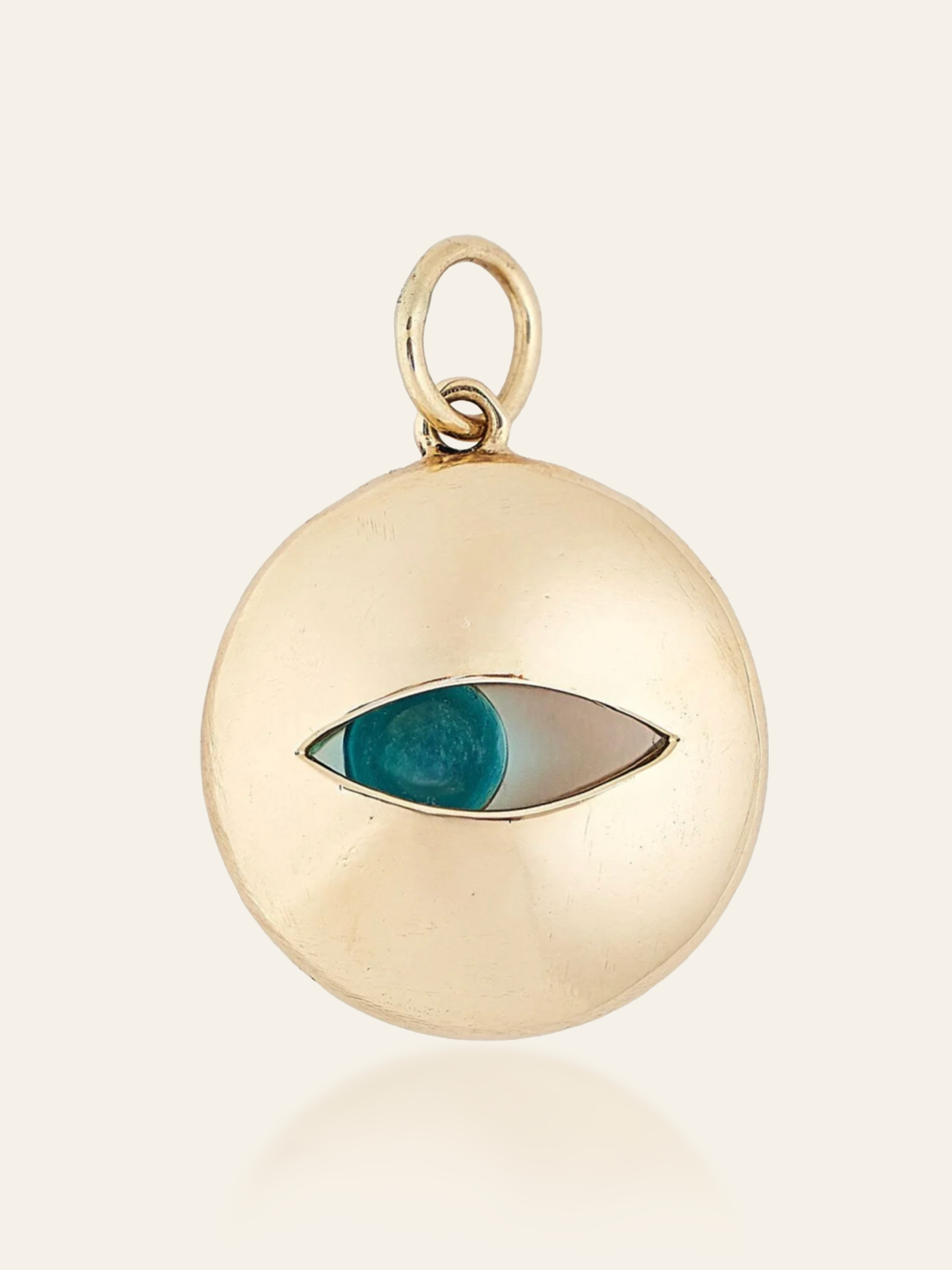 14K Gold Eye Pendant with Moving Gemstone