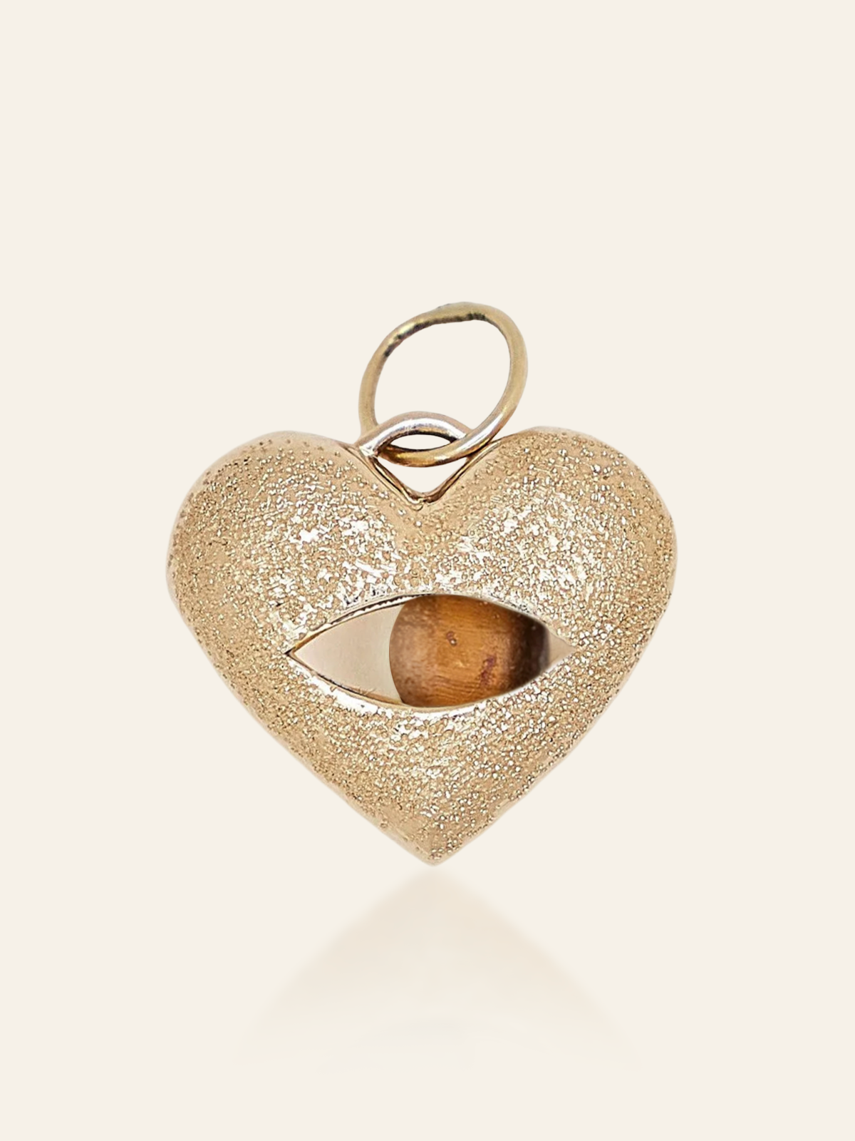 14K Gold Moving Eye Heart Pendant, Tigers Eye, by Elaine Chong Designs