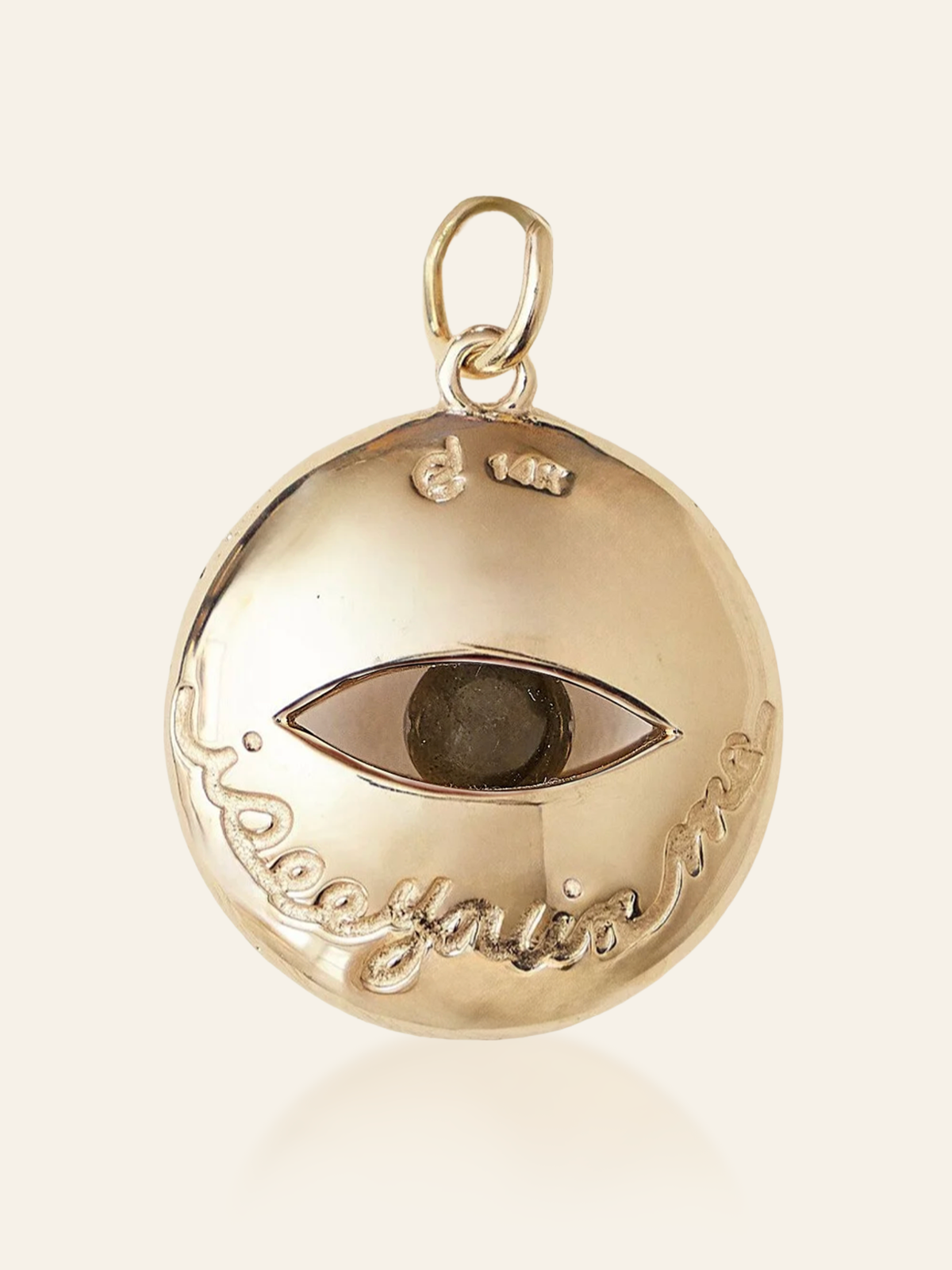 14K Gold Multi-Eye Enamel Pendant with Moving Gemstone by Elaine Chong, back