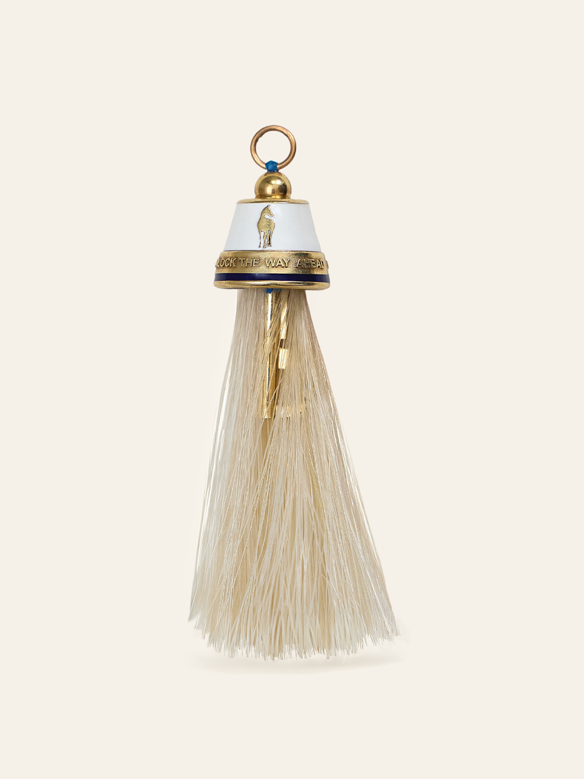 14K Gold Horse Tassel Pendant with White Enamel 