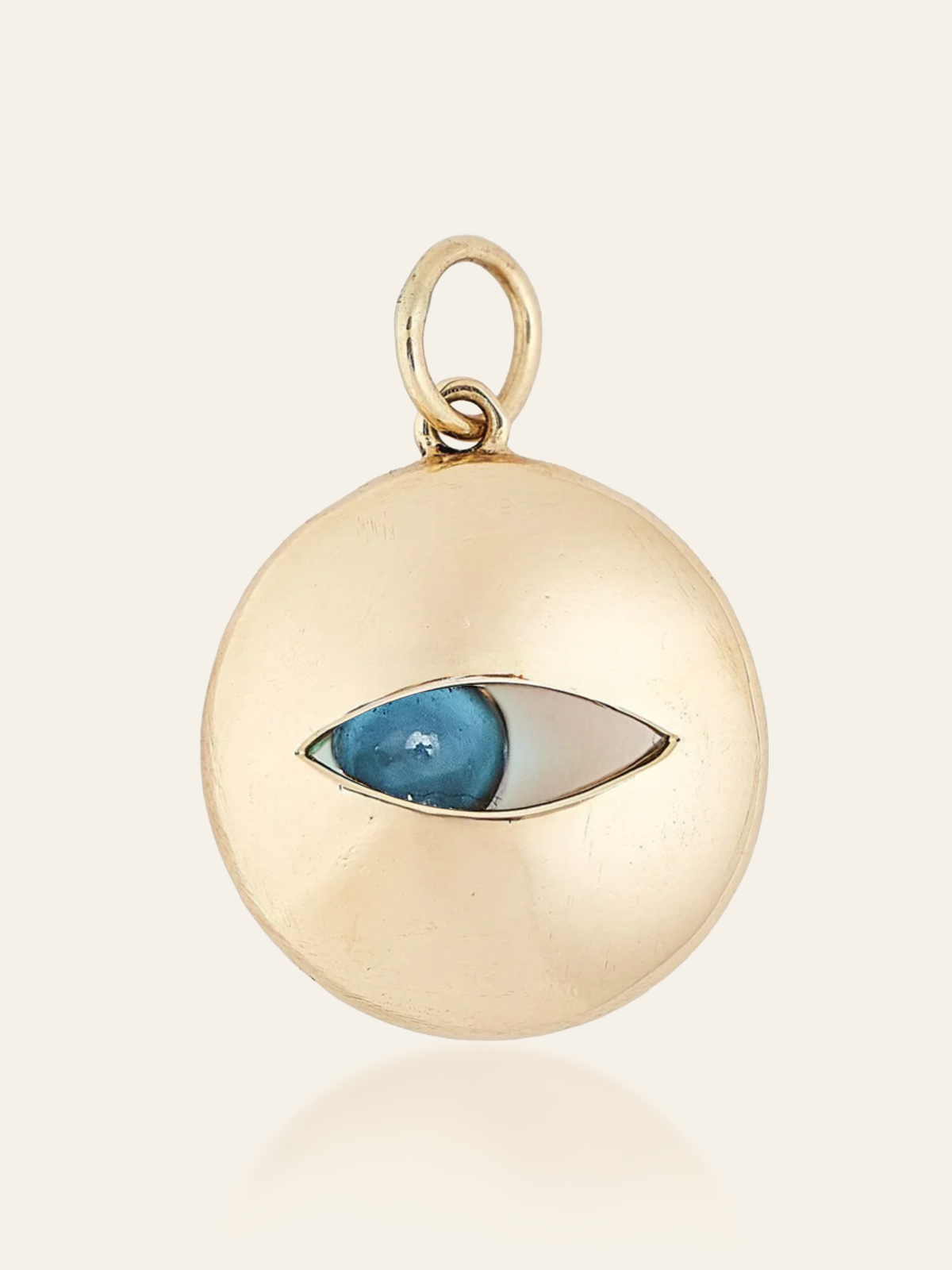 14K Gold Eye Pendant with Moving Gemstone