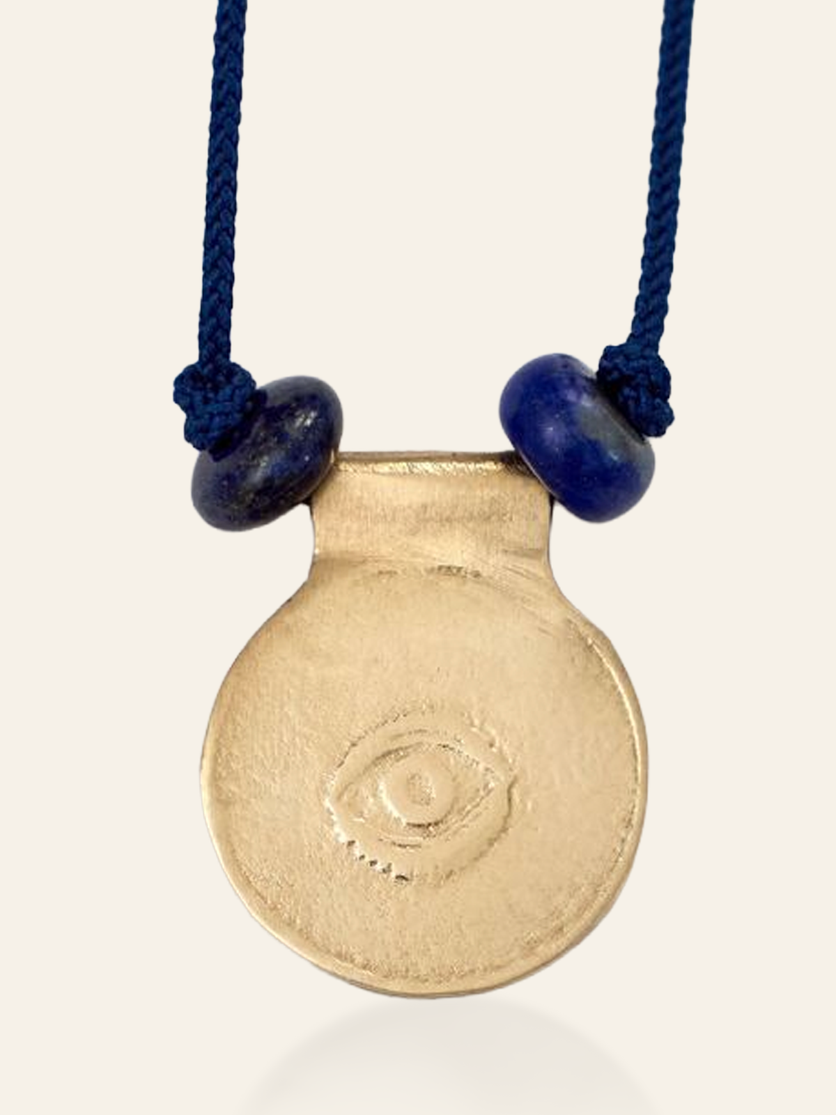 14K Gold Eye Coin Pendant on Cord by Elaine Chong