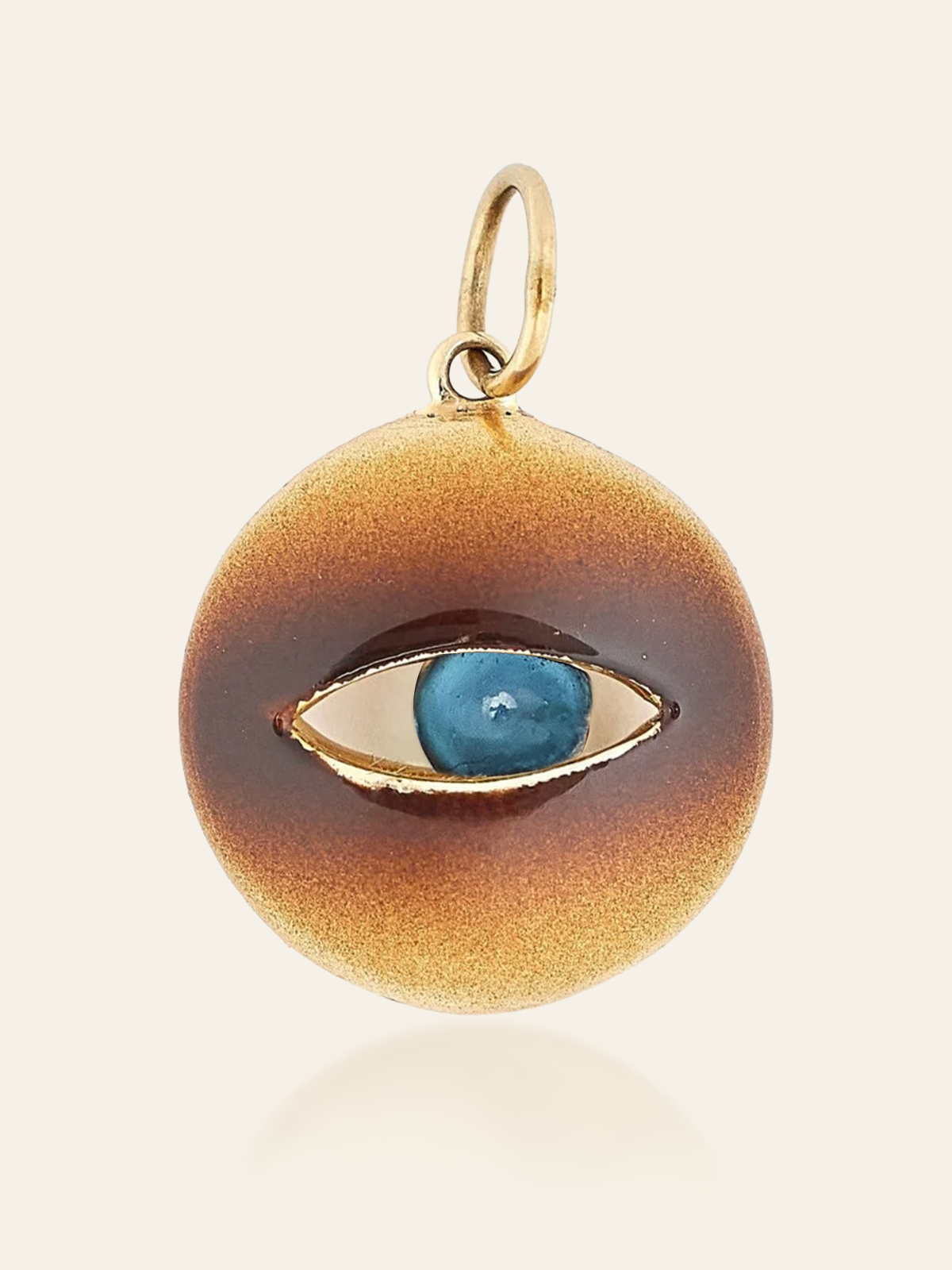 14K Gold Ombre Enamel Eye Pendant with Moving Gemstone