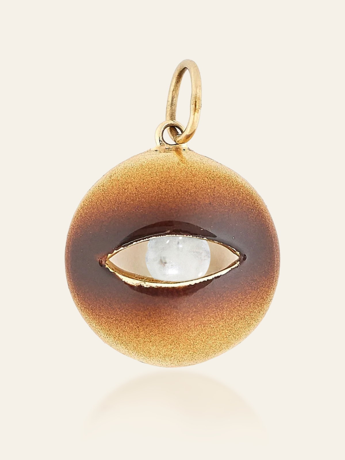 14K Gold Ombre Enamel Eye Pendant with Moving Gemstone