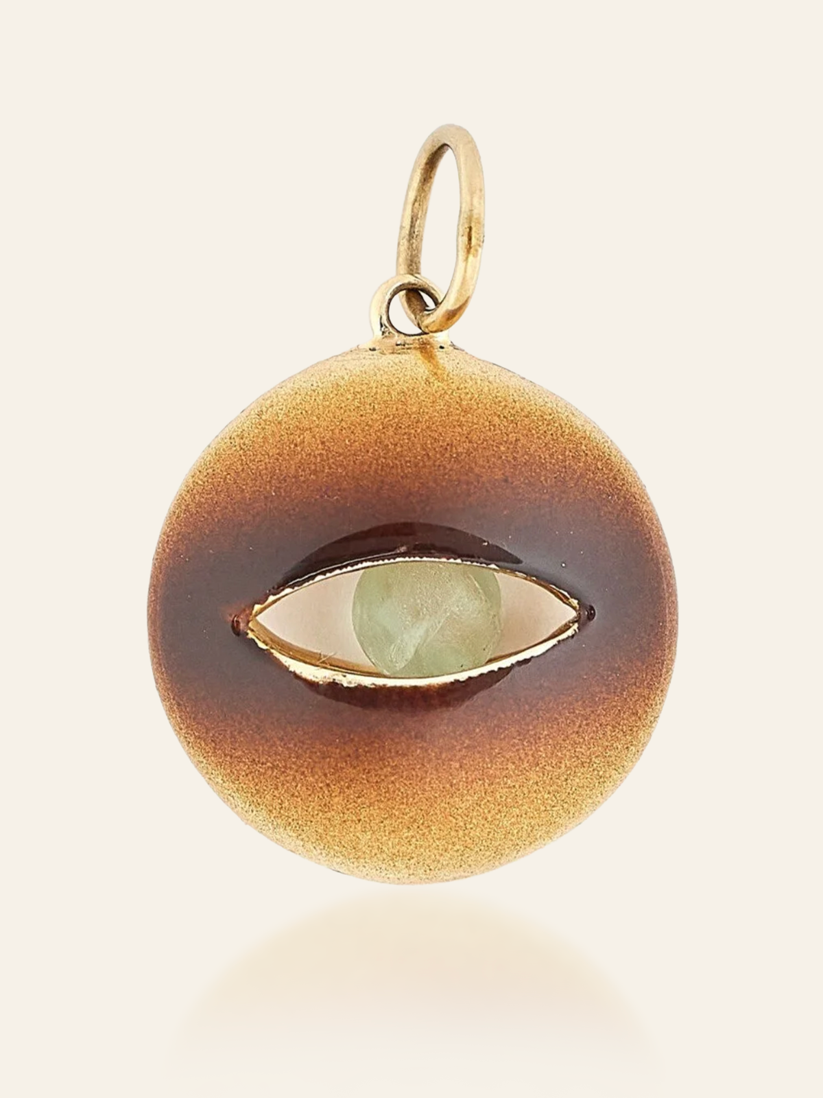 14K Gold Ombre Enamel Eye Pendant with Moving Gemstone