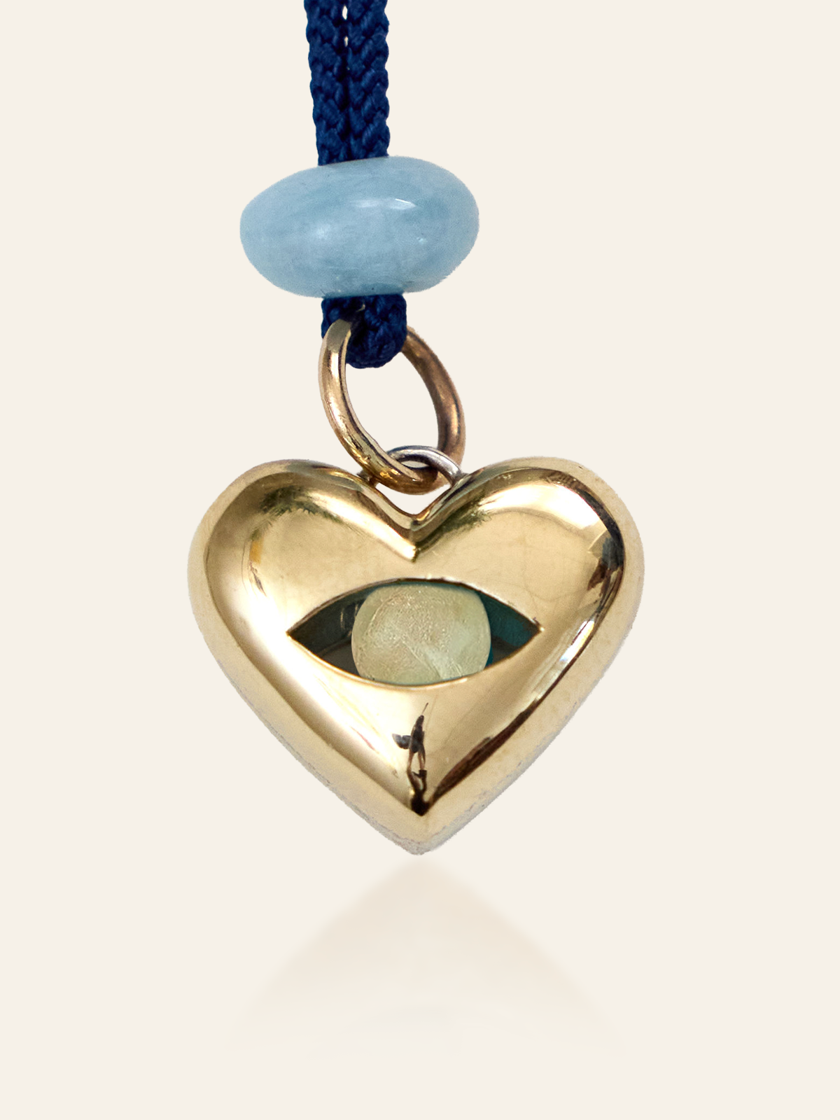 10K Gold & Sterling Silver Moving Eye Heart Pendant, Peridot, by Elaine Chong Designs