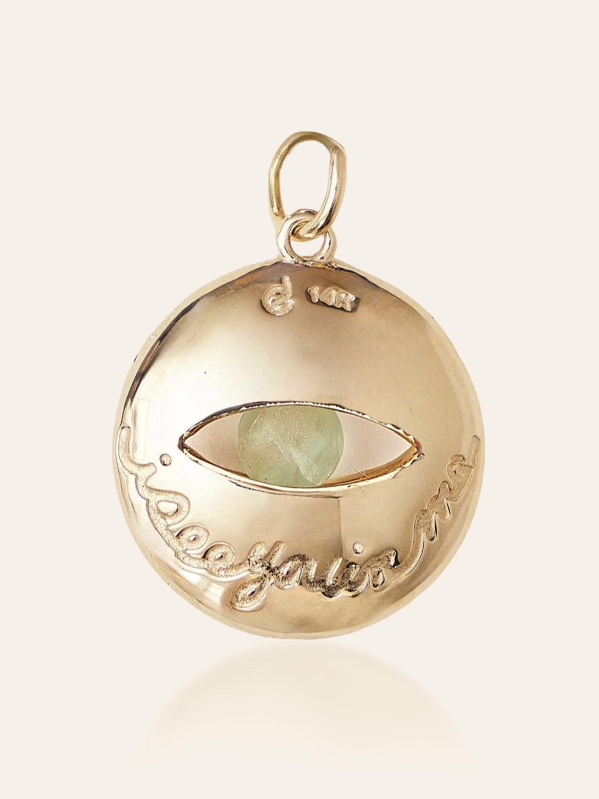 14K Gold Ombre Enamel Eye Pendant with Moving Gemstone by Elaine Chong, back
