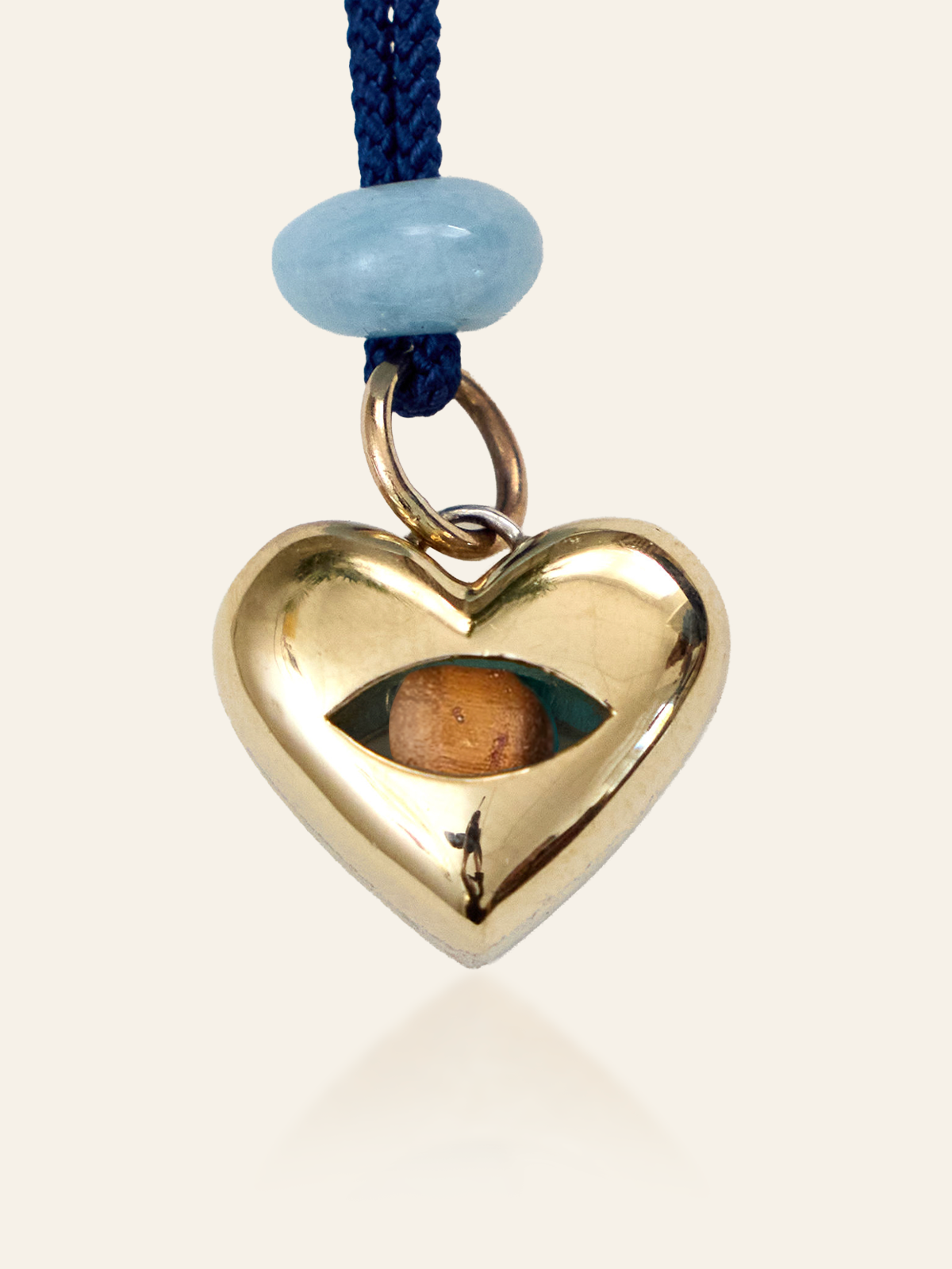 10K Gold & Sterling Silver Moving Eye Heart Pendant, Tigers Eye by Elaine Chong Designs
