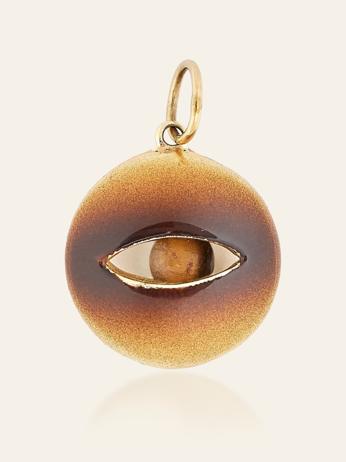 14K Gold Ombre Enamel Eye Pendant with Moving Gemstone