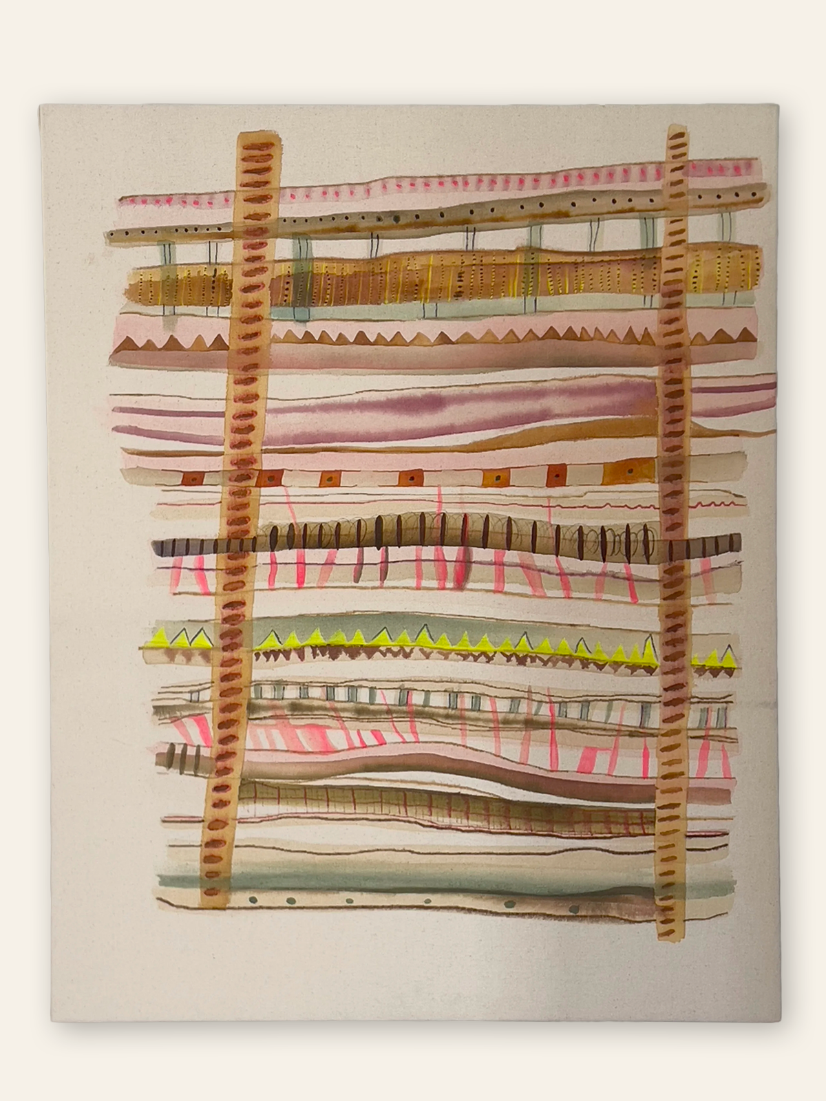 Sediment, 2024, Acrylic on raw canvas, by Elaine Chong