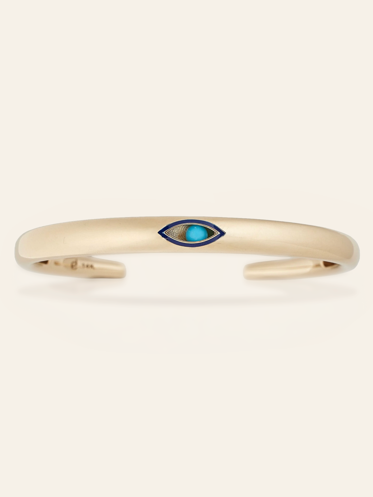 14K Gold Moving Gemstone Eye Cuff with Enamel Eye and Mini Scarabs