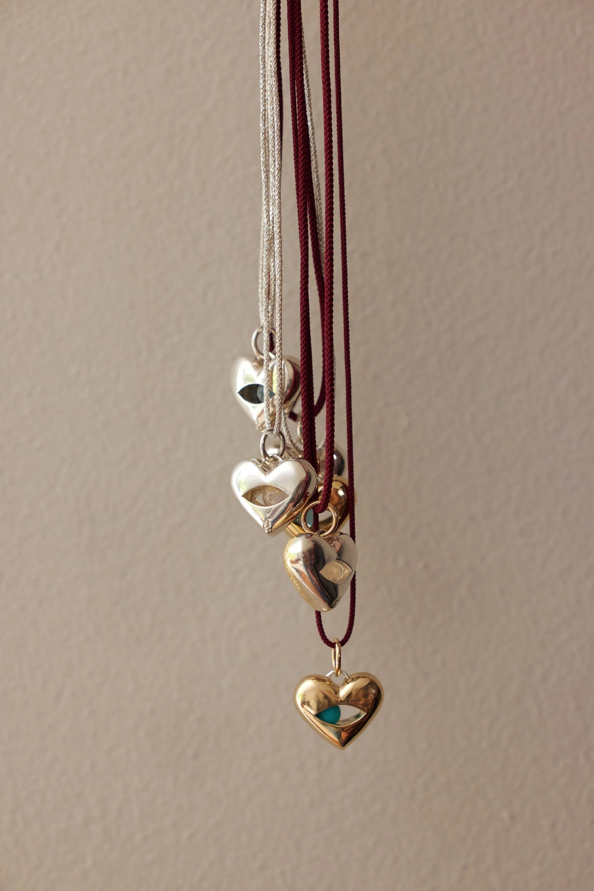 Mixed Metal Moving Eye Heart Pendant