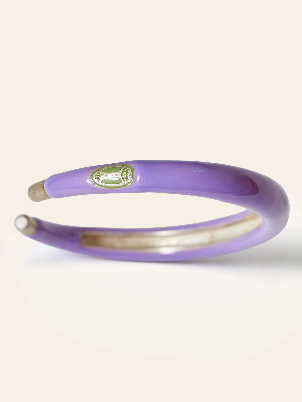 Sterling Silver Lavender Enamel Coated Cuff with Mini Scarabs