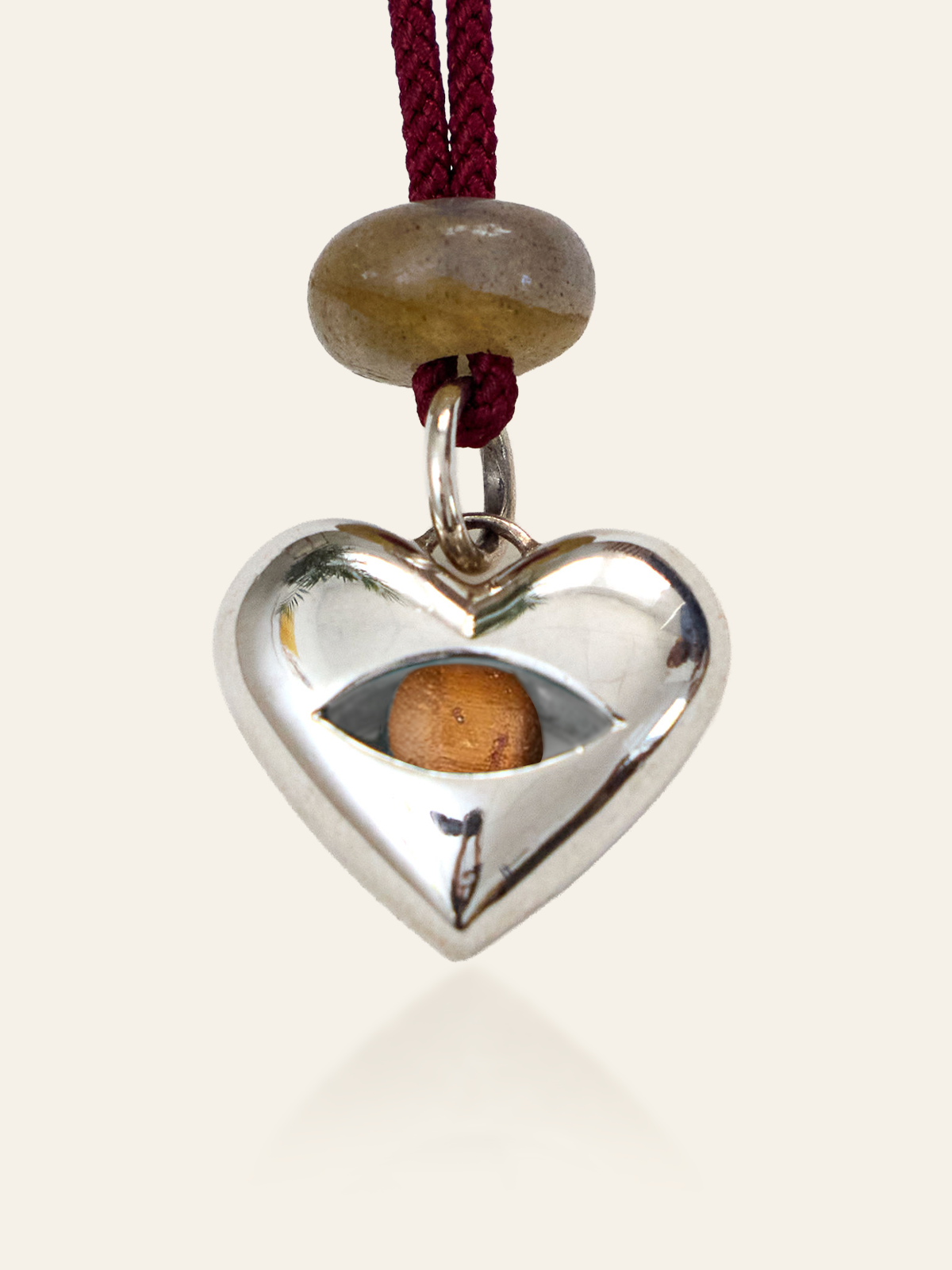 Sterling Silver Moving Eye Heart Pendant, Tigers Eye, by Elaine Chong Designs