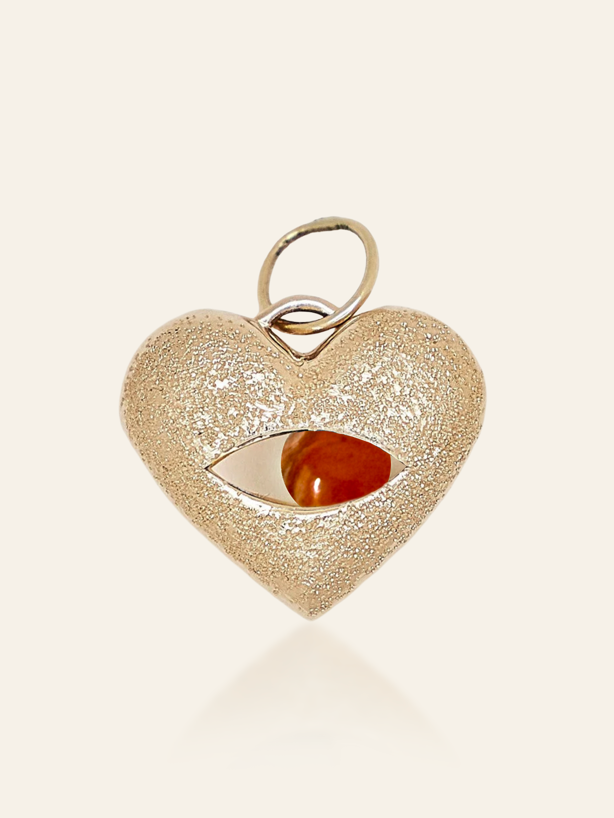 14K Gold Moving Eye Heart Pendant