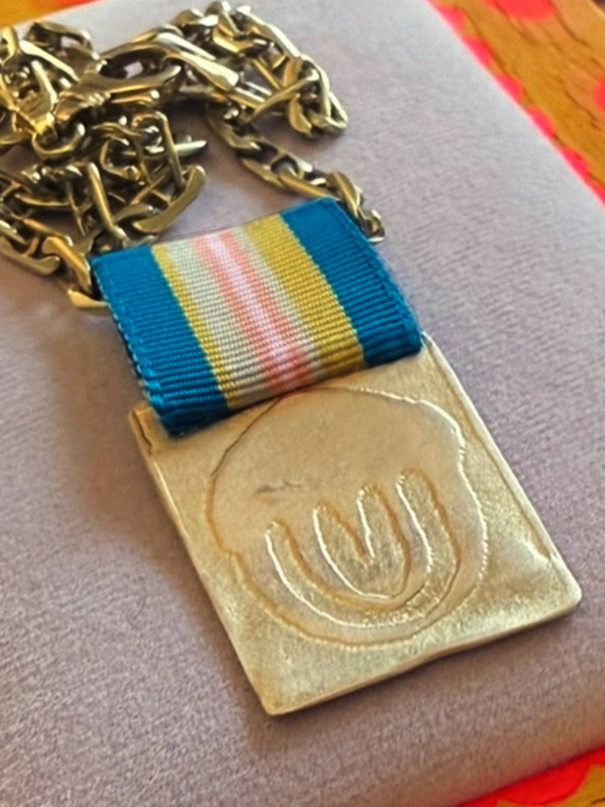 14K Gold Ribbon Pendant on Cushion by Elaine Chong Designs