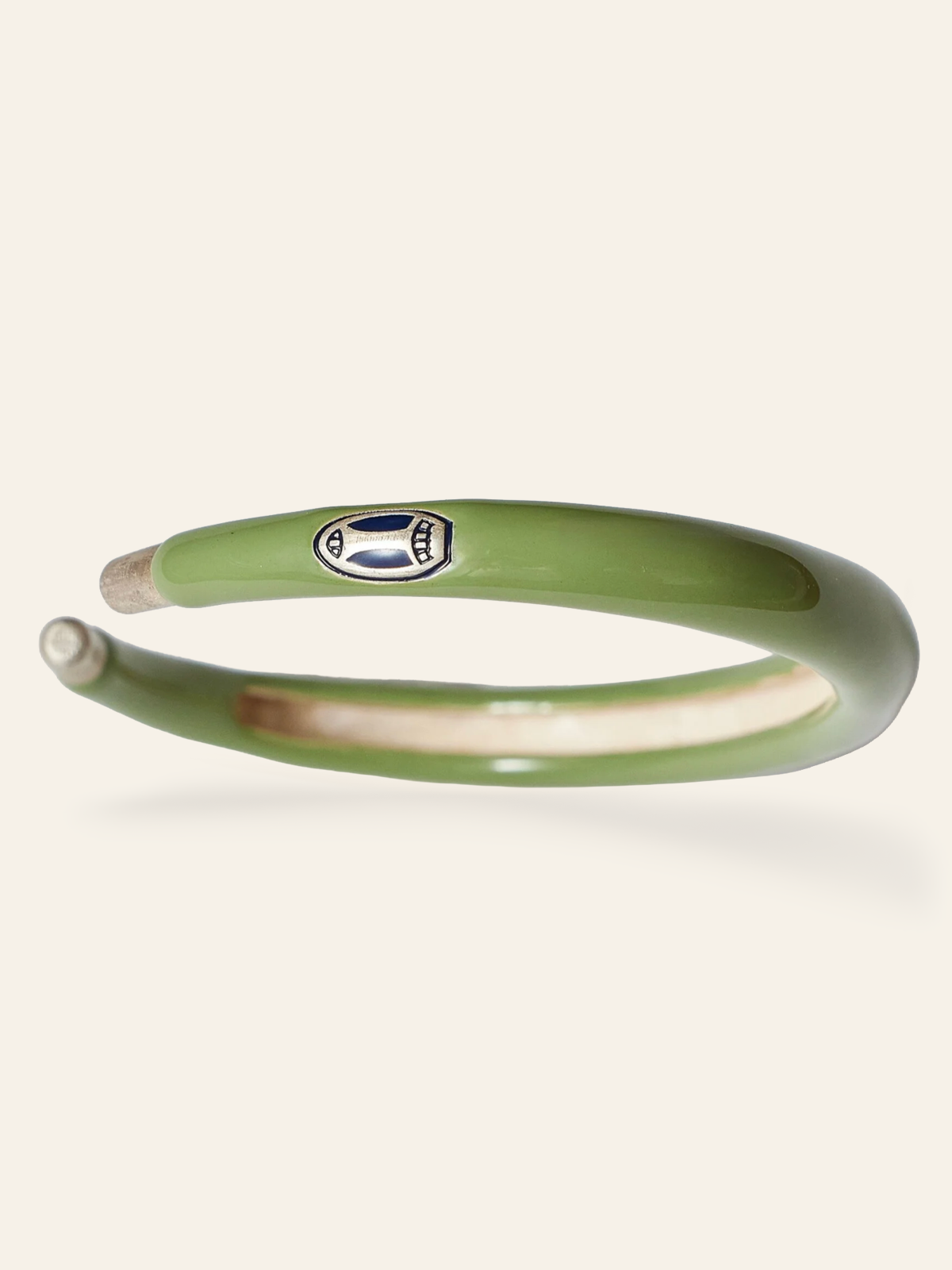 Sterling Silver Mossy Green Enamel Coated Cuff with Mini Scarabs
