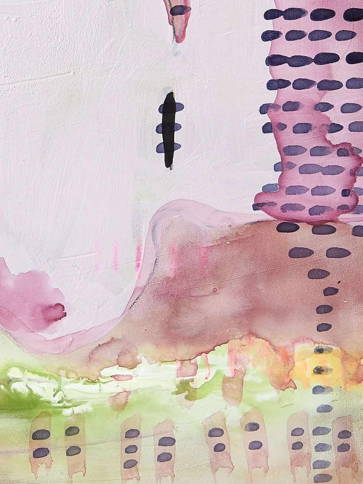 Detail of Fragments from the Morais 1, 2025, Acrylic and cold wax on board by Elaine Chong