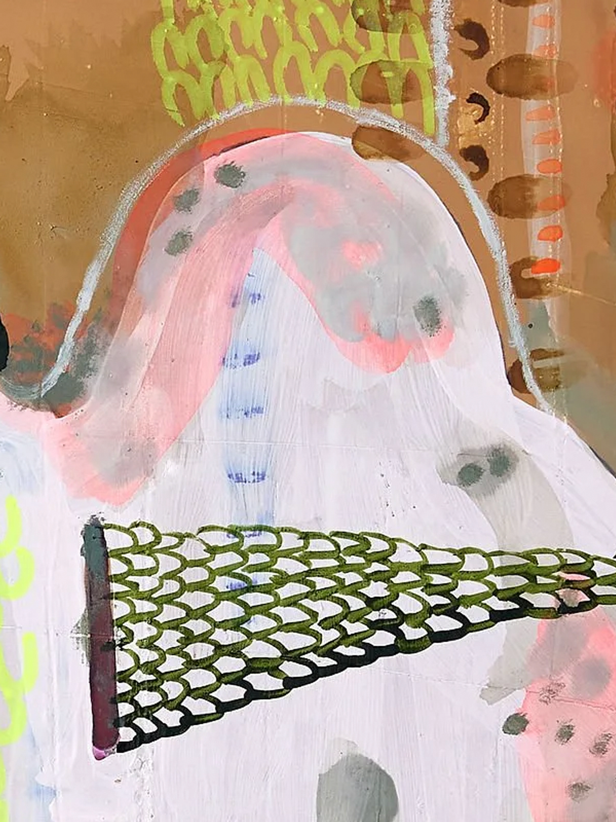 Detail of In the Morais, 2025, Acrylic and cold wax on board by Elaine Chong