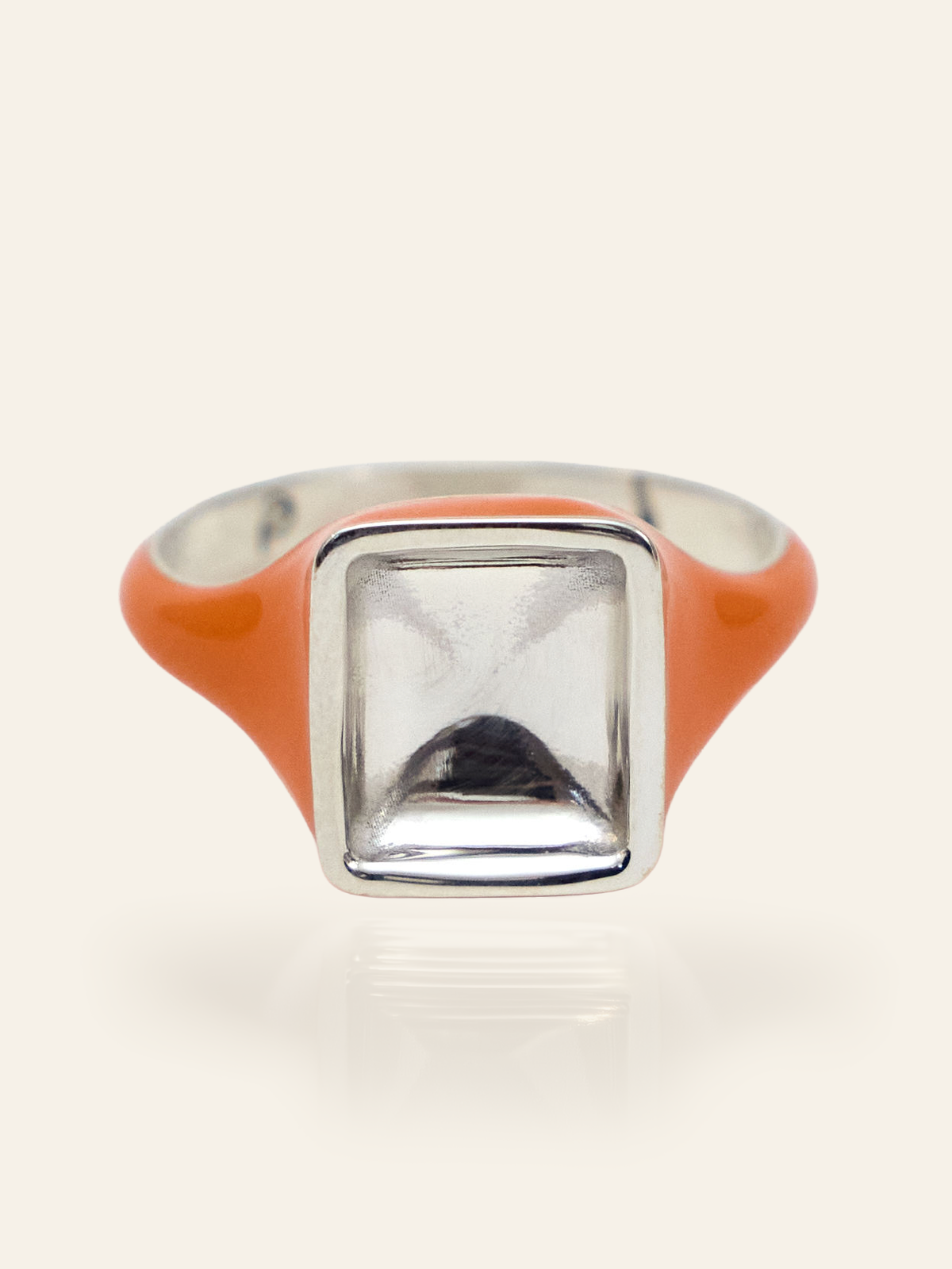 Sterling Silver Enamel Mirror Signet Pinky Ring by Elaine Chong Designs, front view