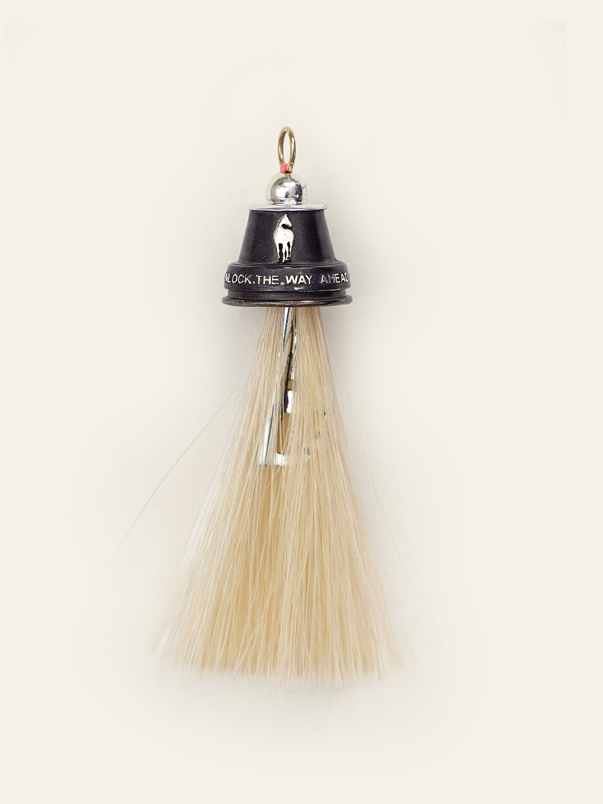 Oxidized Sliver Horse Tassel Pendant with Black Enamel