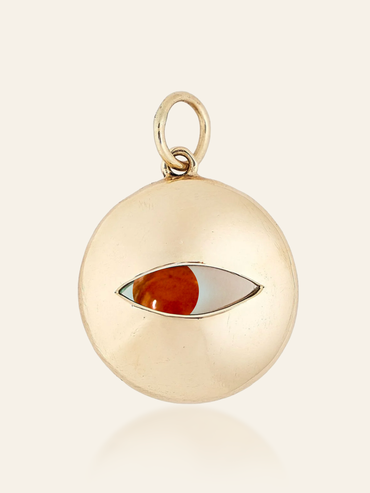 14K Gold Eye Pendant with Moving Gemstone, Hessonite Garnet by Elaine Chong Designs
